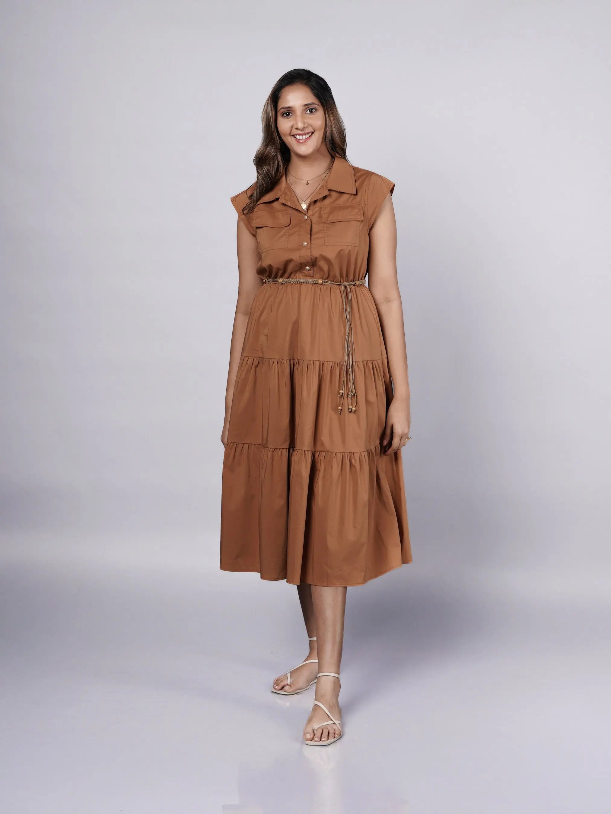 Sleeveless Cotton Shirt Dress