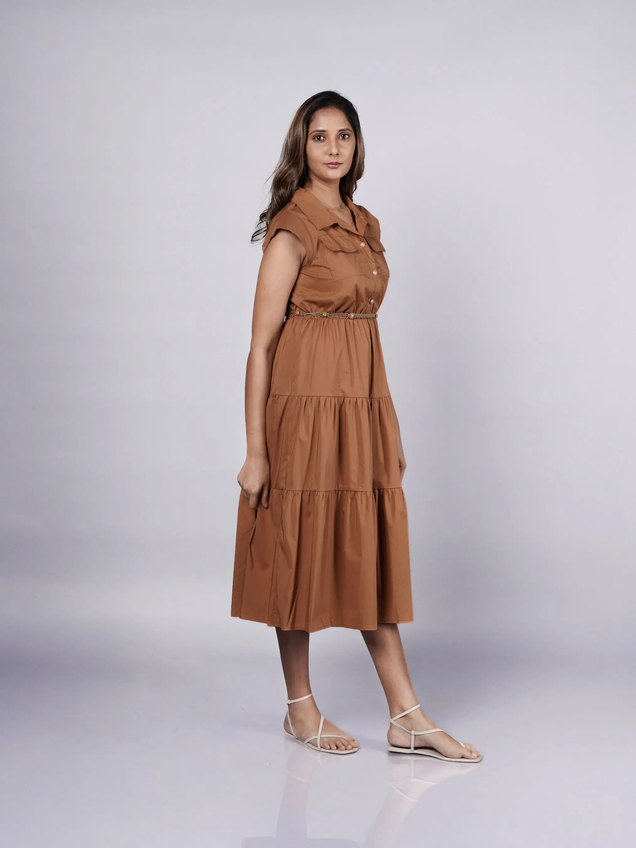 Sleeveless Cotton Shirt Dress