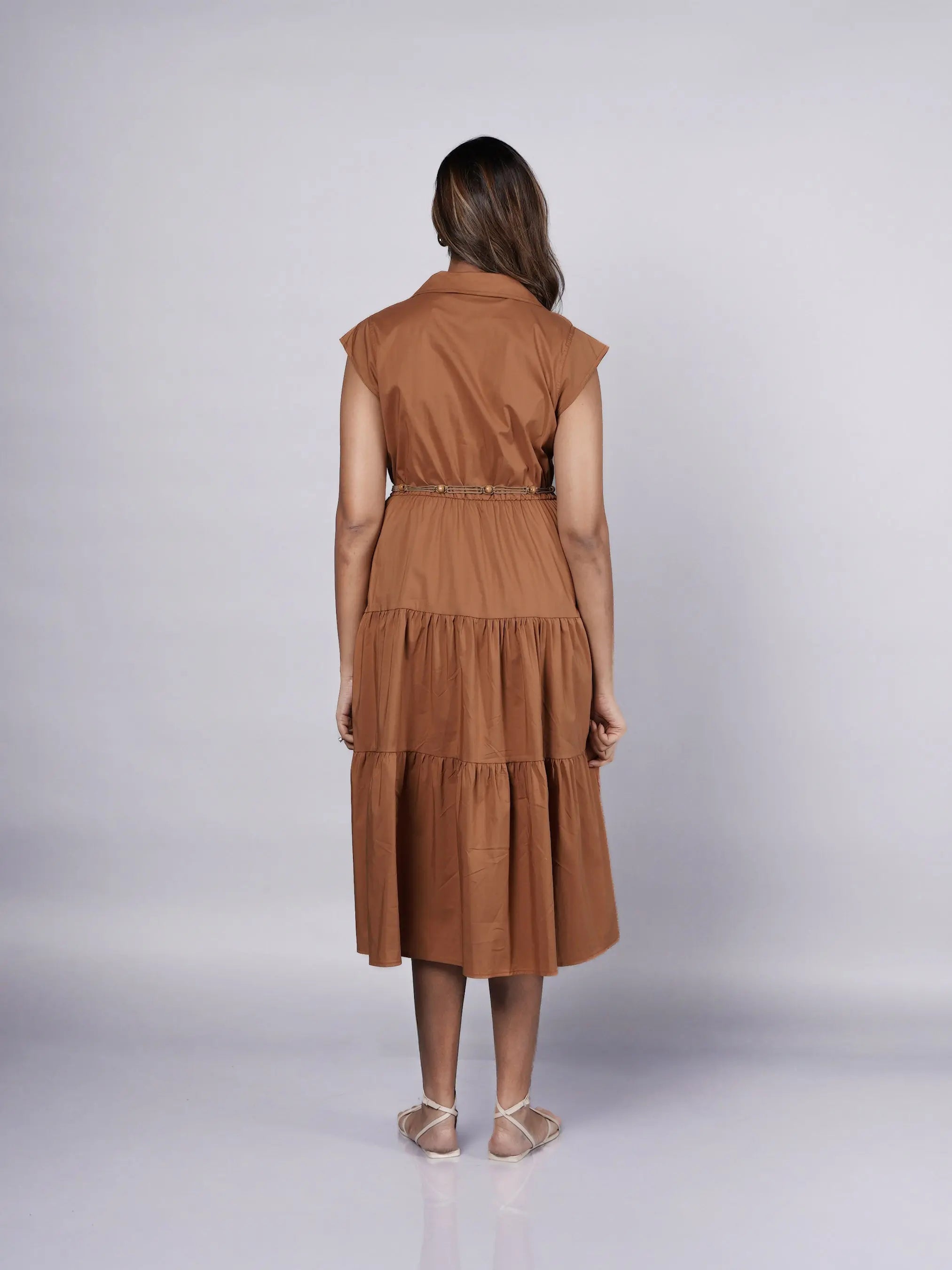 Sleeveless Cotton Shirt Dress
