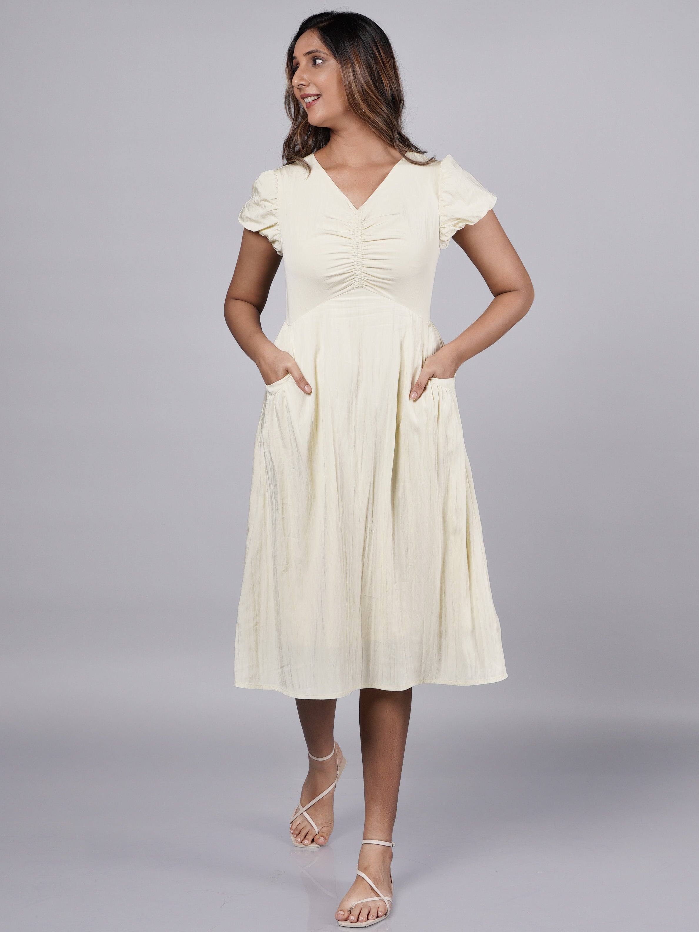 Vintage-Inspired Yellow Cotton Dress