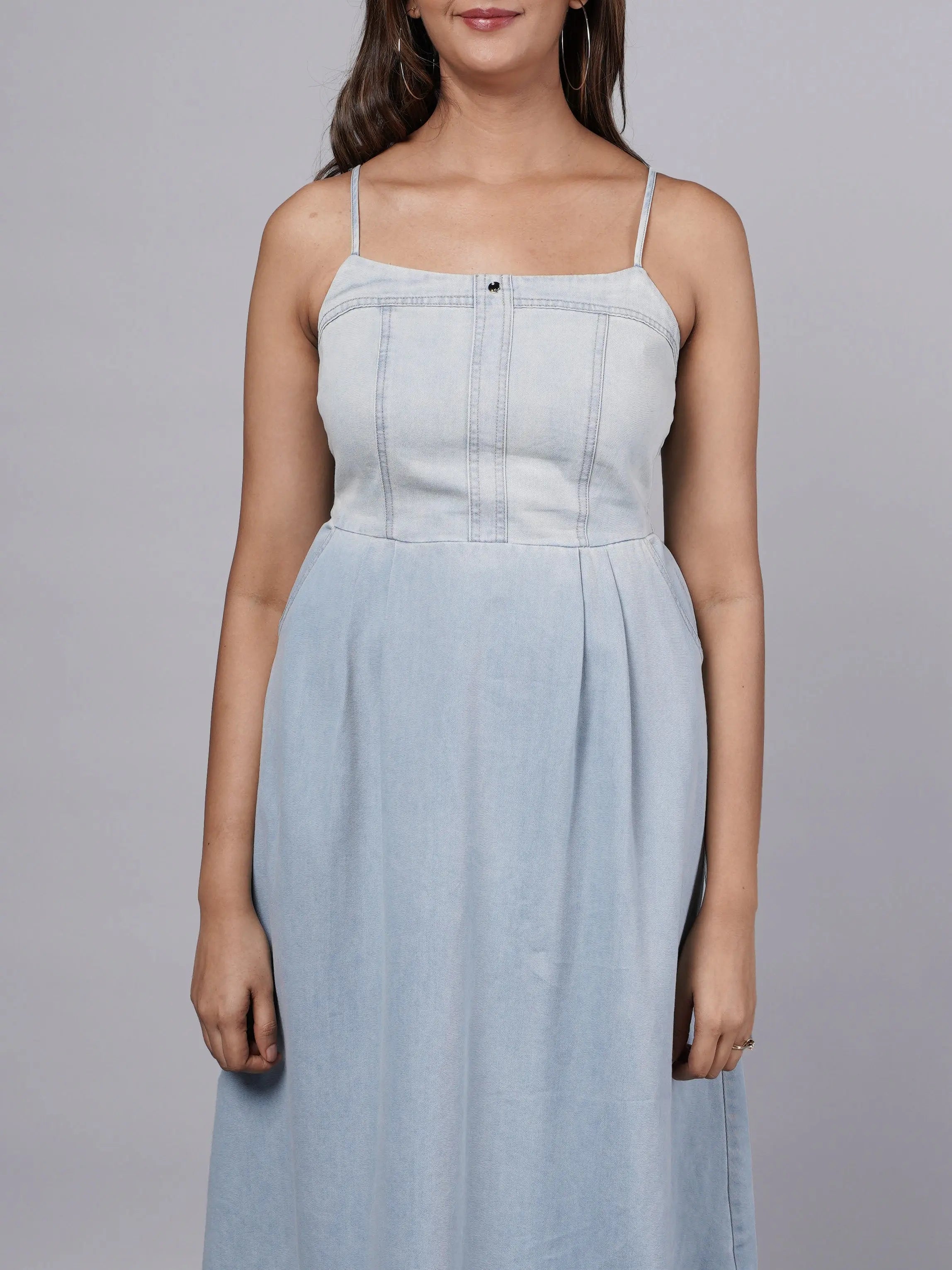 Breezy Light-Wash A-Line Denim Dress