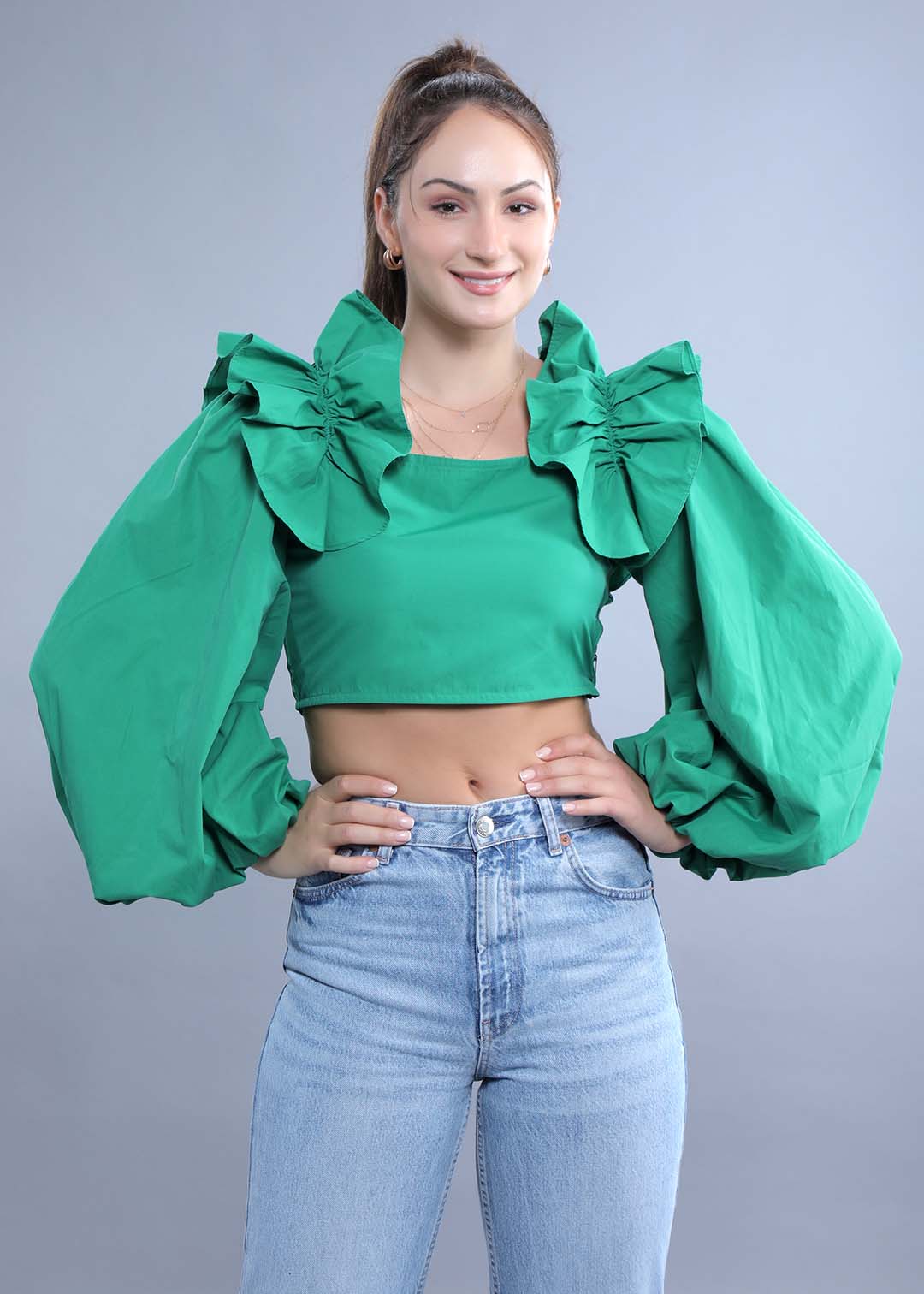 Fitted Top with Balloon Sleeves FRENCH THEORY