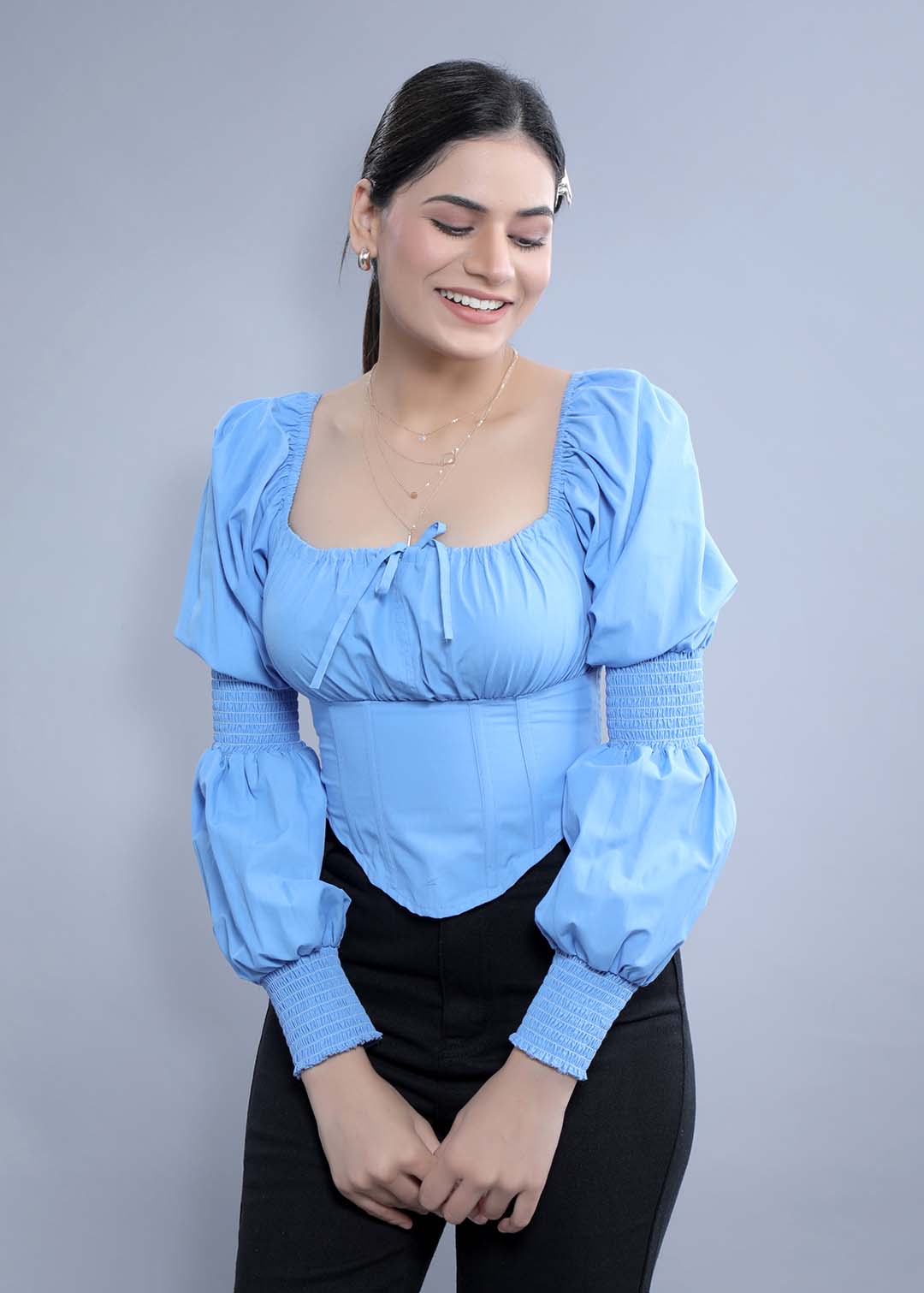 Slim Fit Top with Puff Sleeve FRENCH THEORY