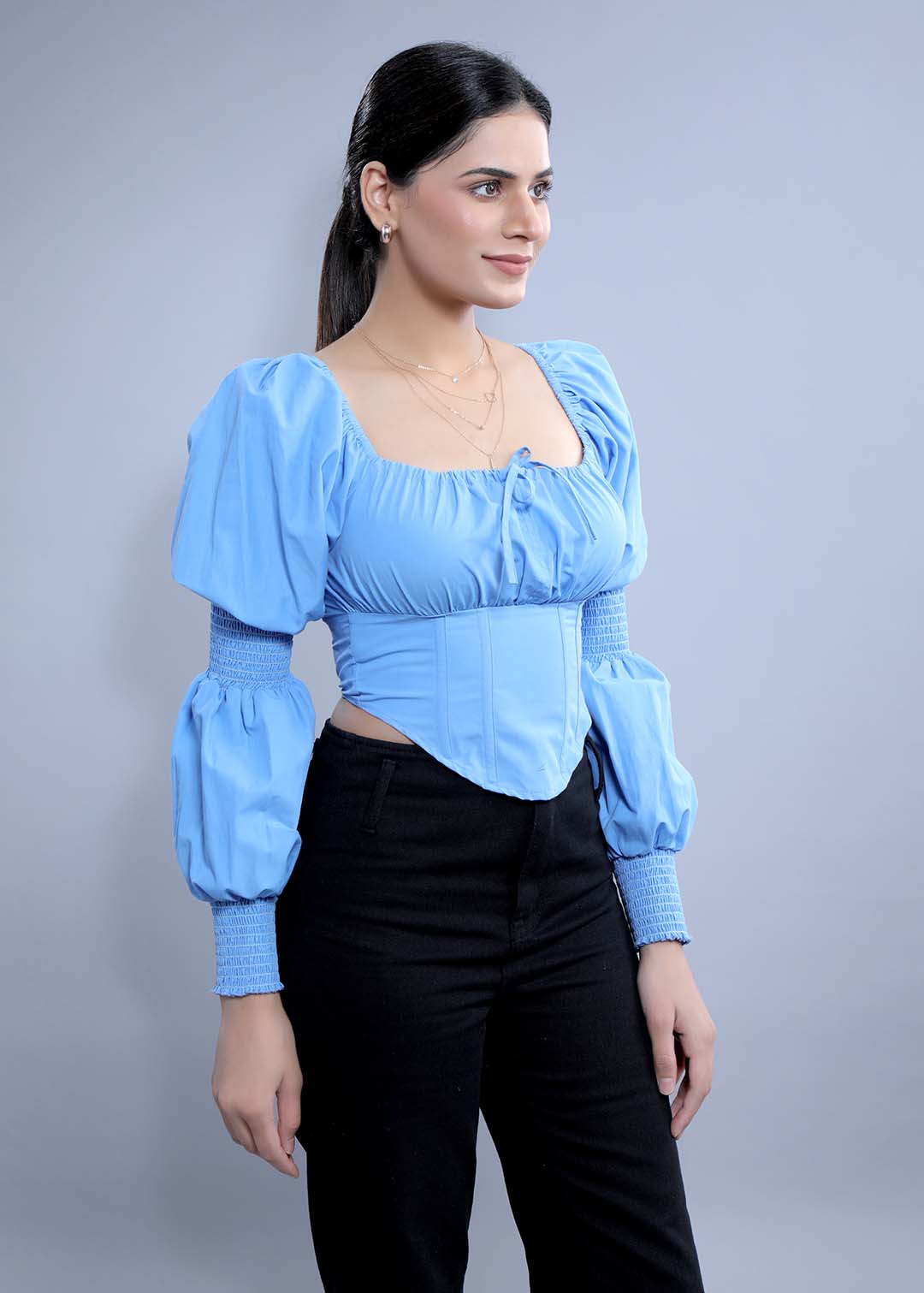 Slim Fit Top with Puff Sleeve