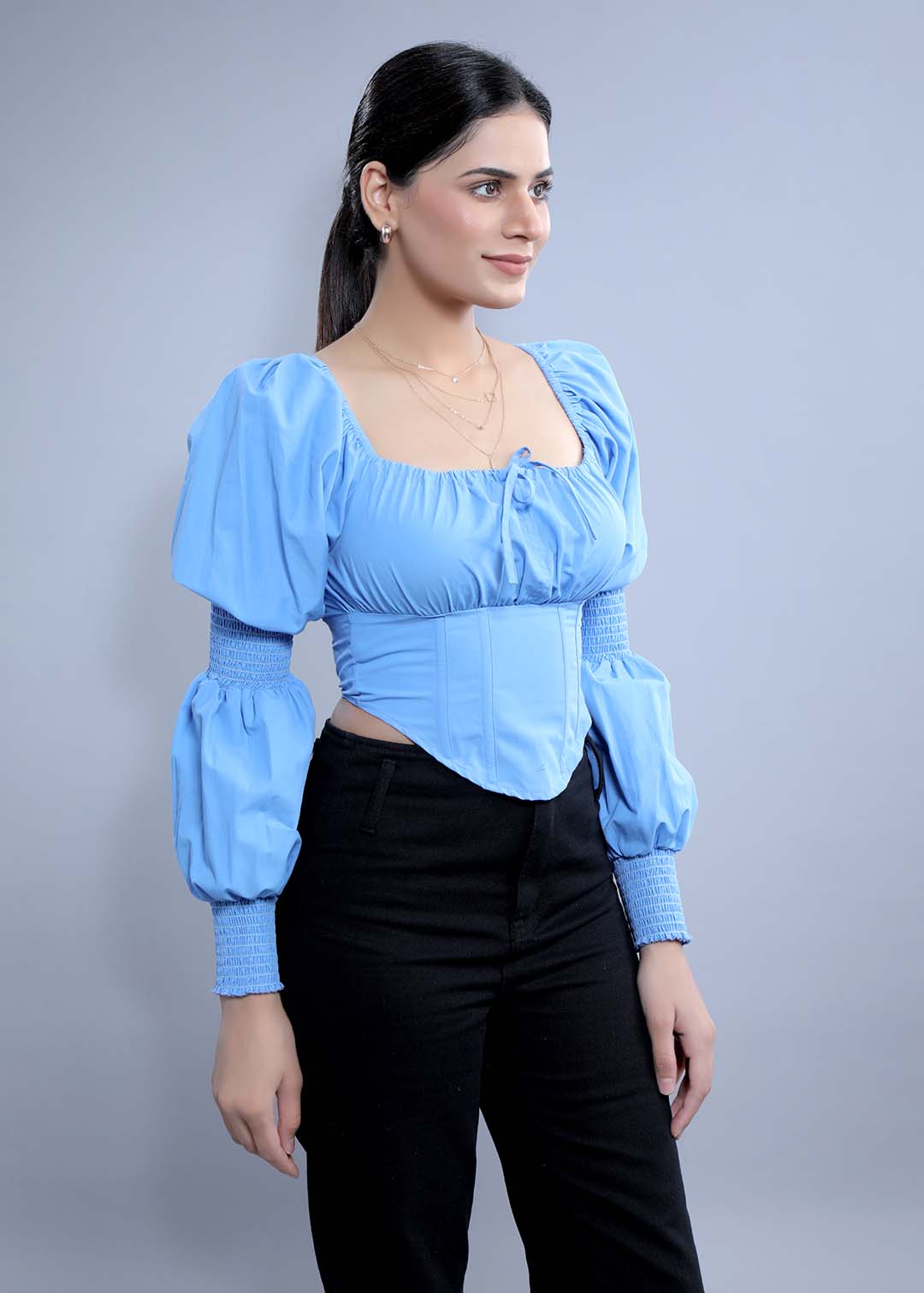 Slim Fit Top with Puff Sleeve FRENCH THEORY
