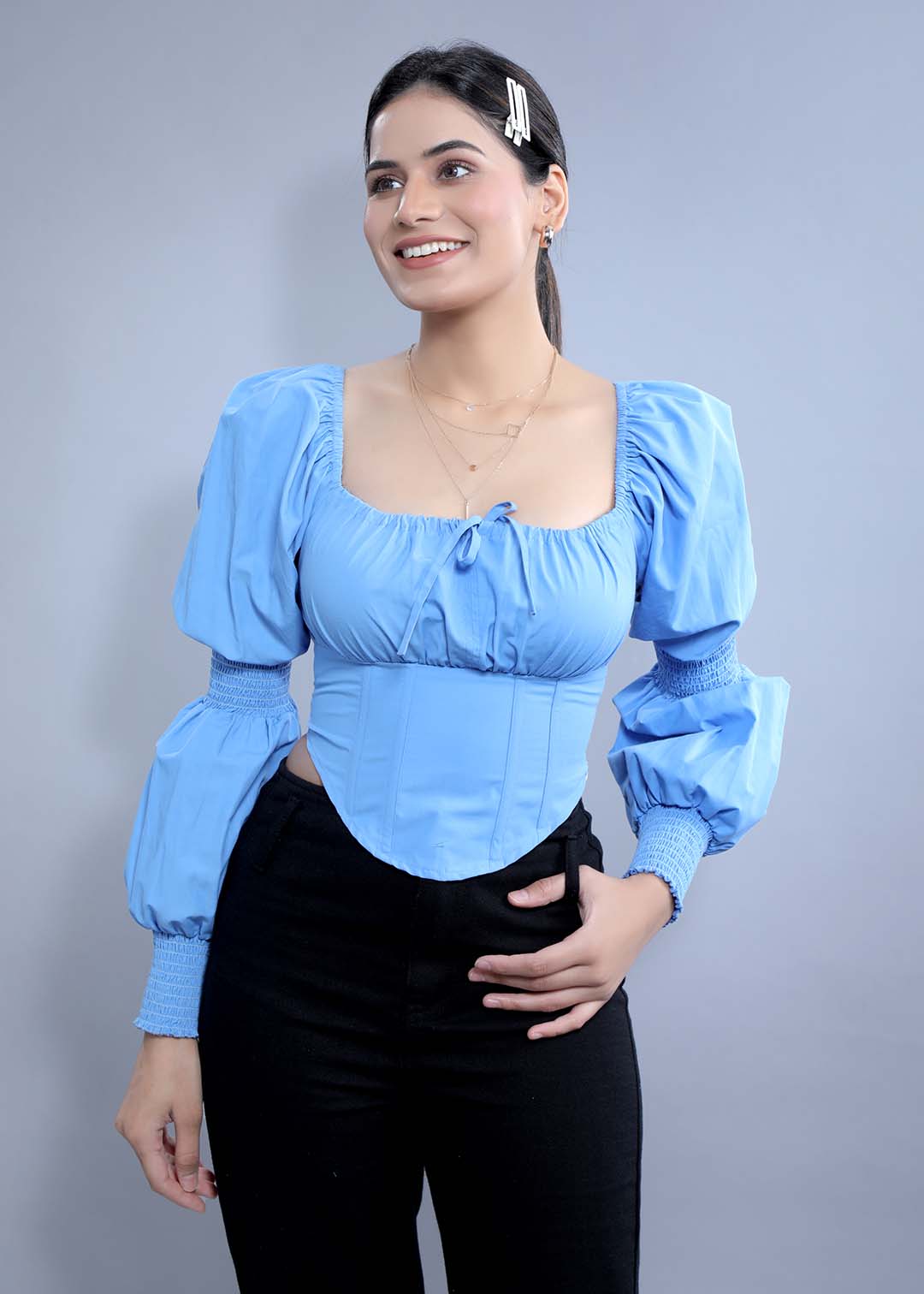 Slim Fit Top with Puff Sleeve FRENCH THEORY