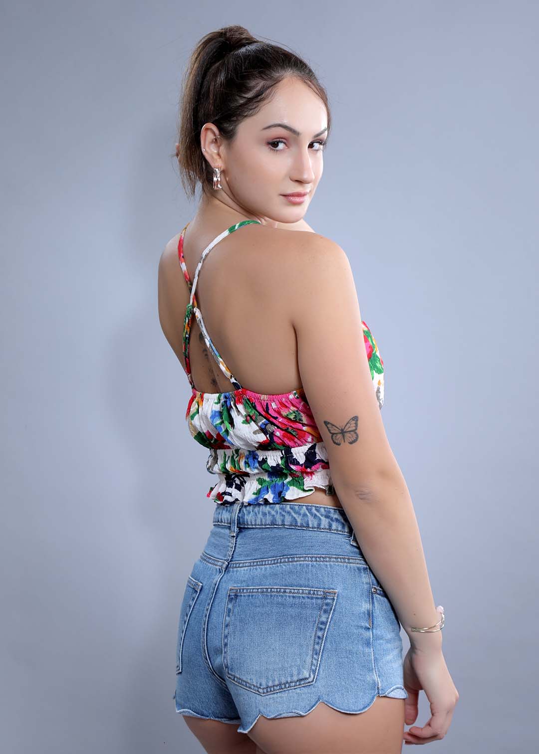 Ecru Regular Fit Halter Neck Crop Top FRENCH THEORY