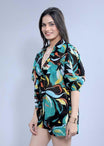 Printed Oversized Puff Sleeve Shirt FRENCH THEORY