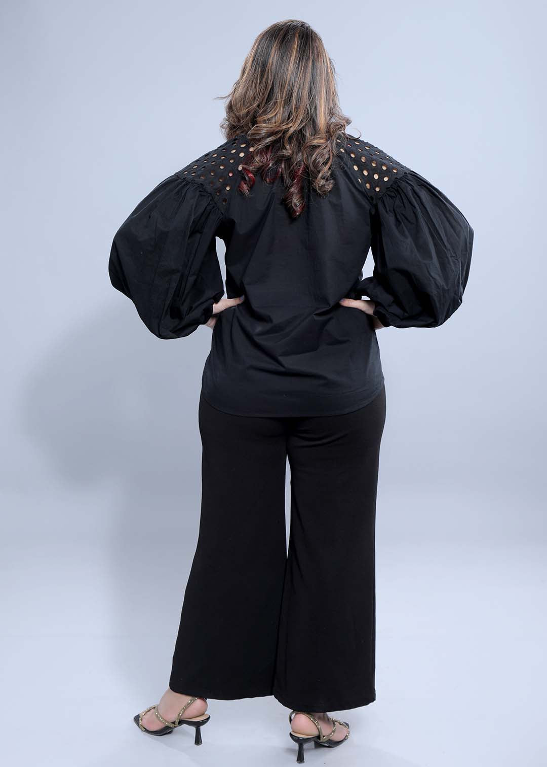 Oversized Long Sleeve Shirt with Shoulder Schiffli Detail FRENCH THEORY