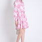 Pink Printed & Flared Long Sleeve Dress