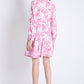 Pink Printed & Flared Long Sleeve Dress