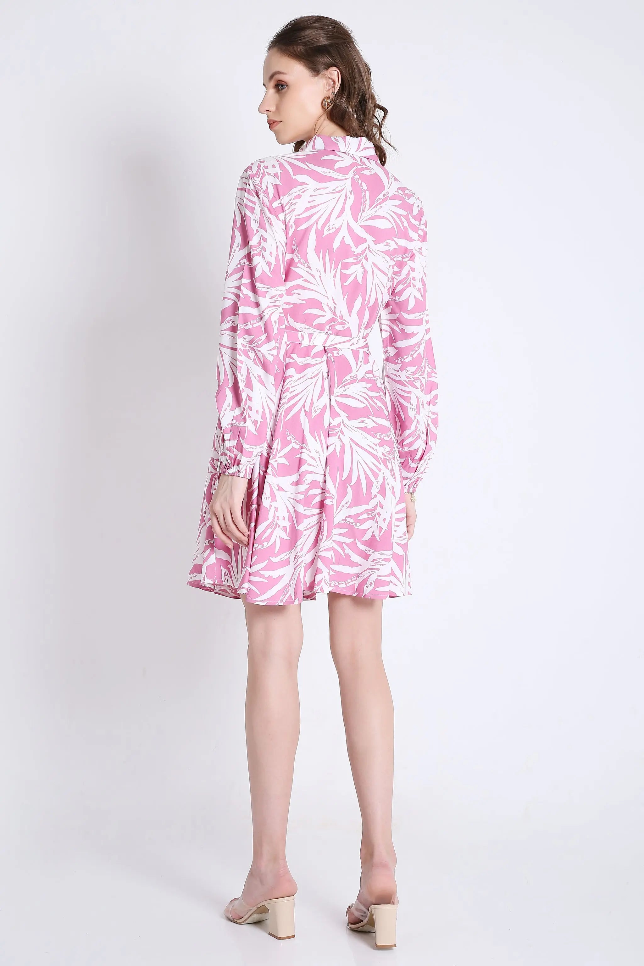 Printed & Flared Long Sleeve Dress