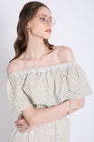 Off-Shoulder Playsuit with Stripes & Schiffli Embroidery Detail FRENCH THEORY