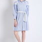 Short Shirt Dress in Stripes with Long Sleeves & Lace Detail