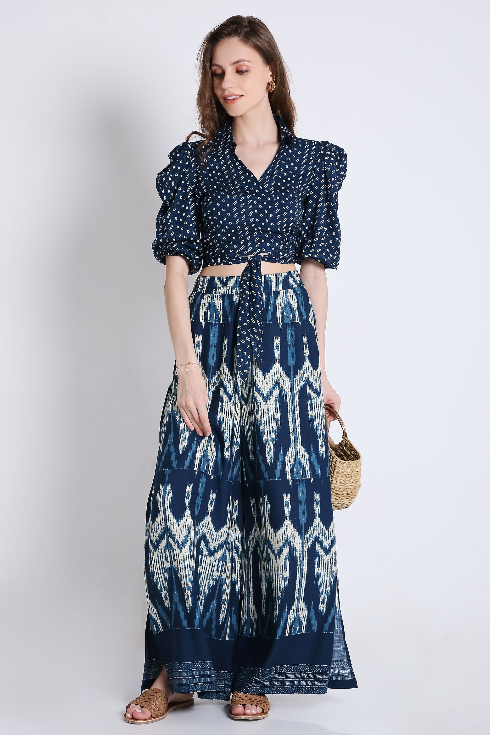 Puff Sleeve Wrap Crop Top FRENCH THEORY