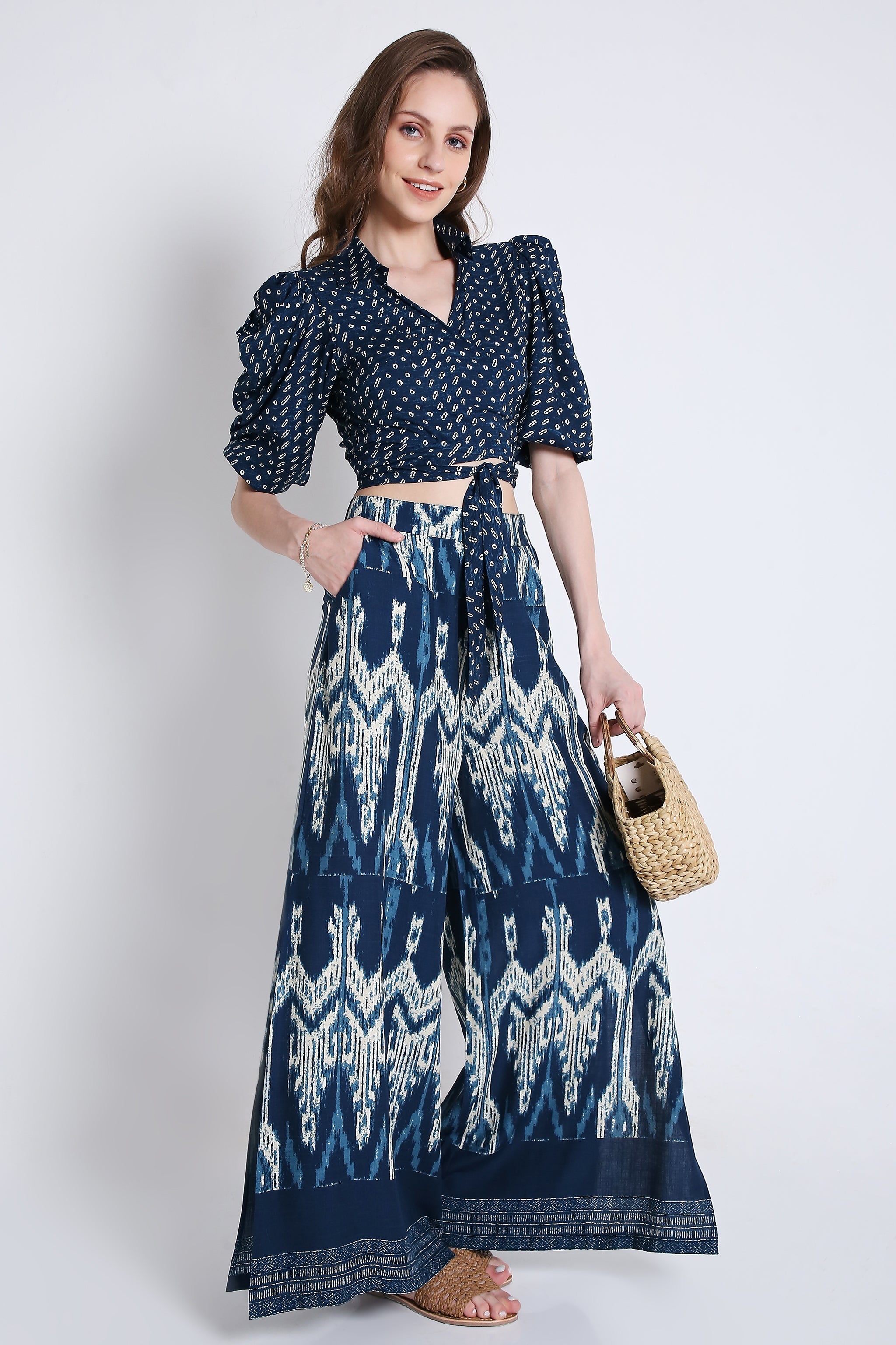 Printed Long Flared Slit Pant