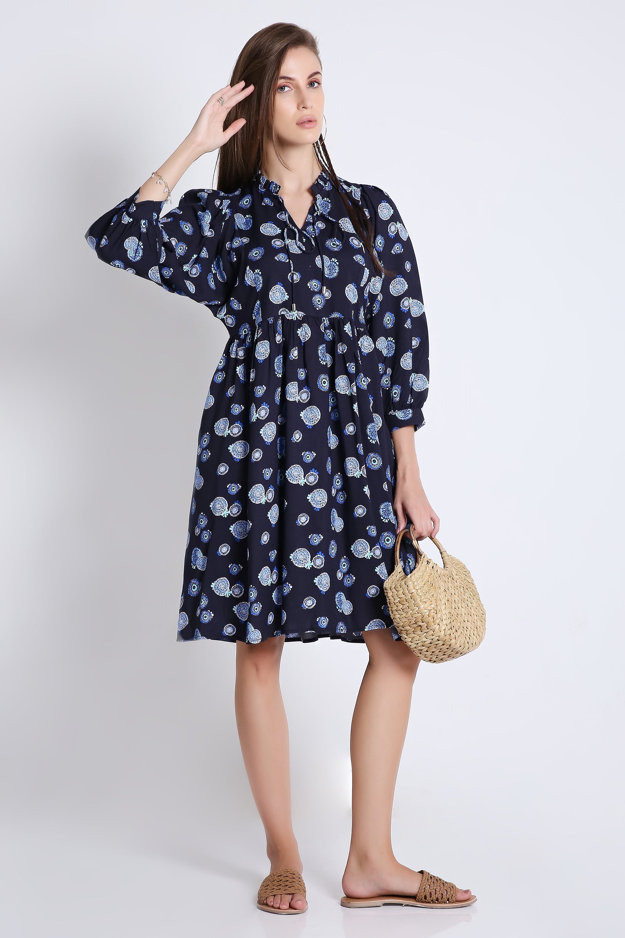 Midi Dress with Batwing Sleeve (Without Belt) FRENCH THEORY