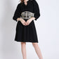 Black Midi Dress with Batwing Sleeve (Without Belt)