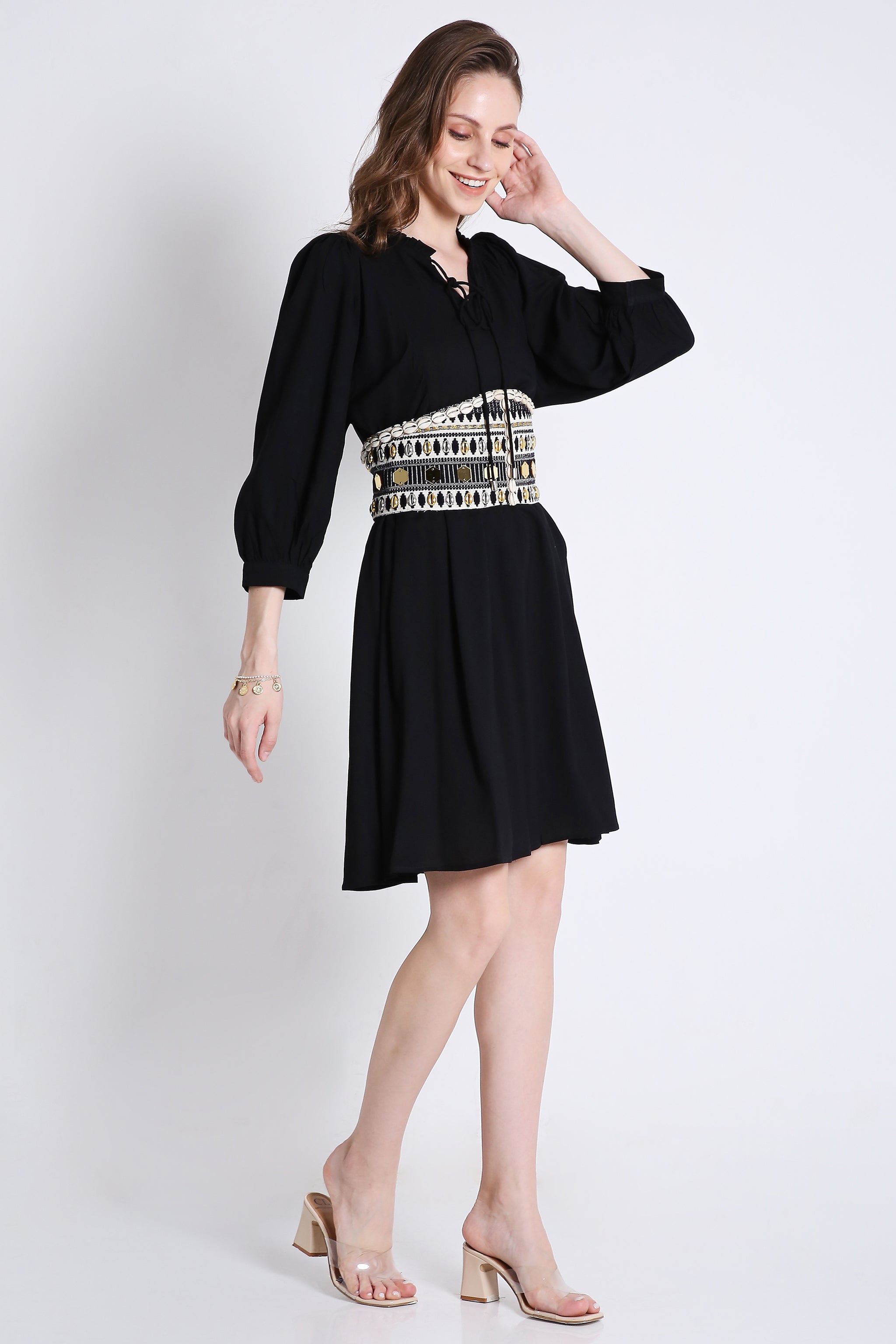Midi Dress with Batwing Sleeve (Without Belt) FRENCH THEORY