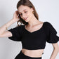 White and Black Short Sleeve Crop Top