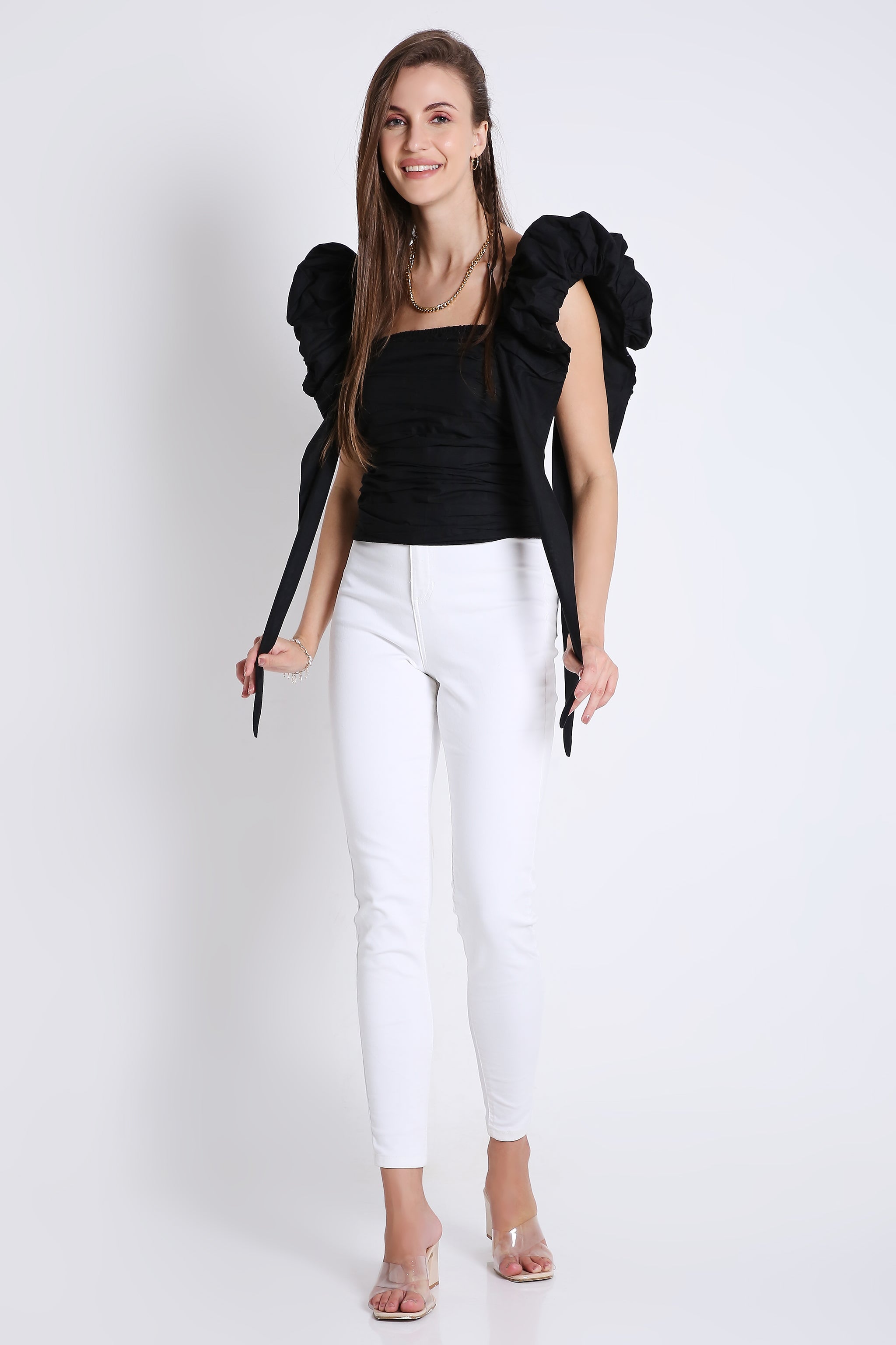Peasant Top with Puff Sleeve FRENCH THEORY