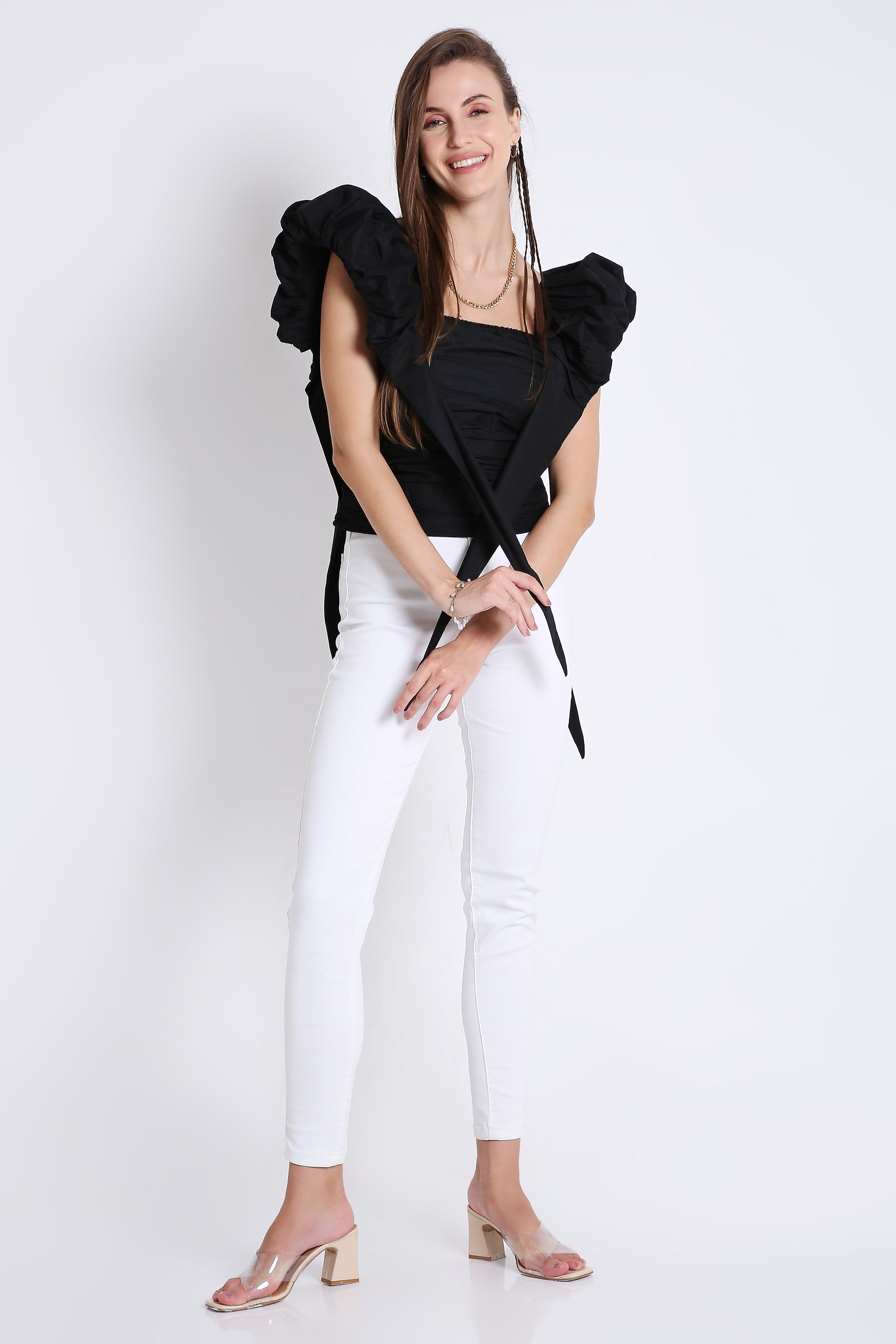 Peasant Top with Puff Sleeve FRENCH THEORY
