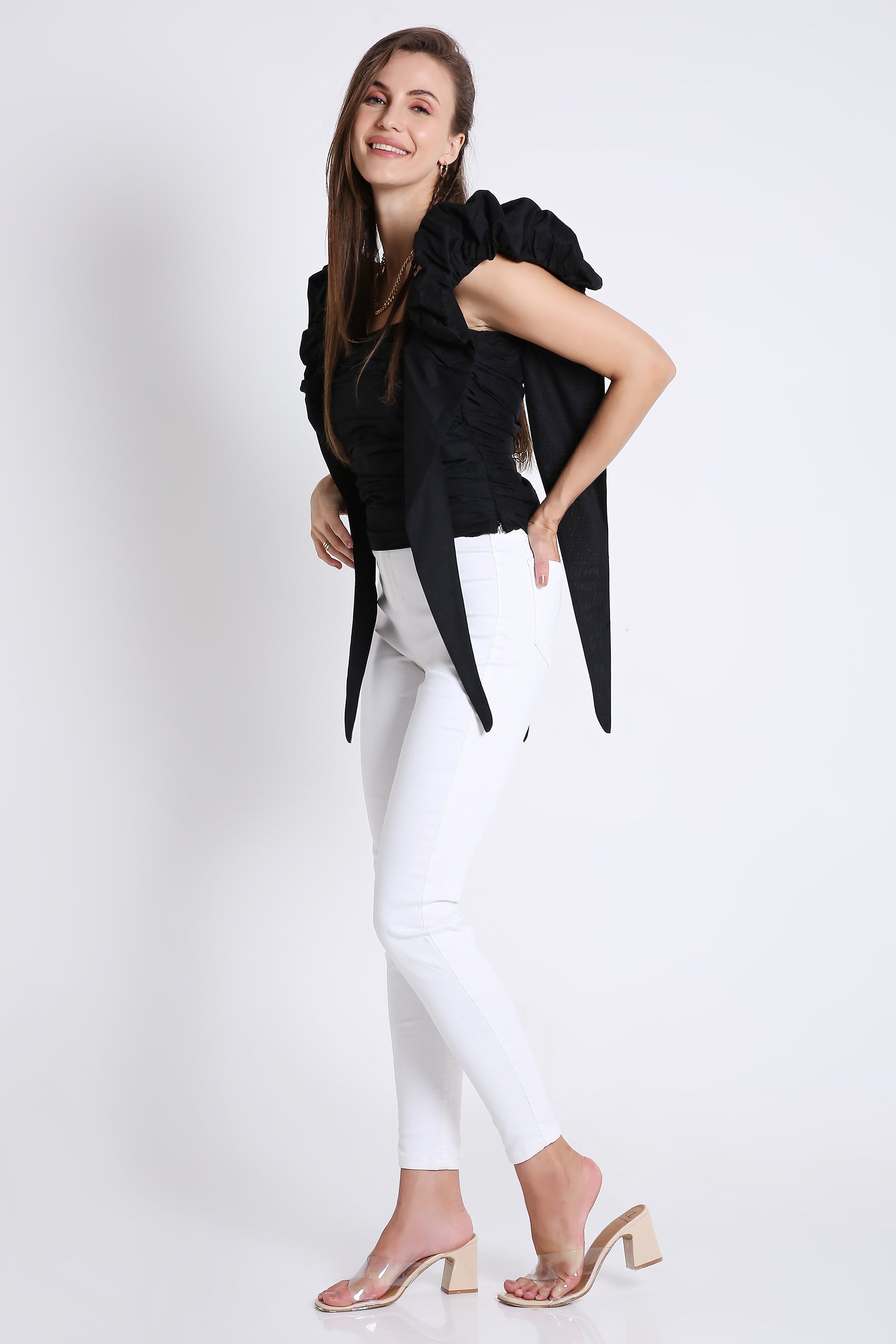 Peasant Top with Puff Sleeve FRENCH THEORY