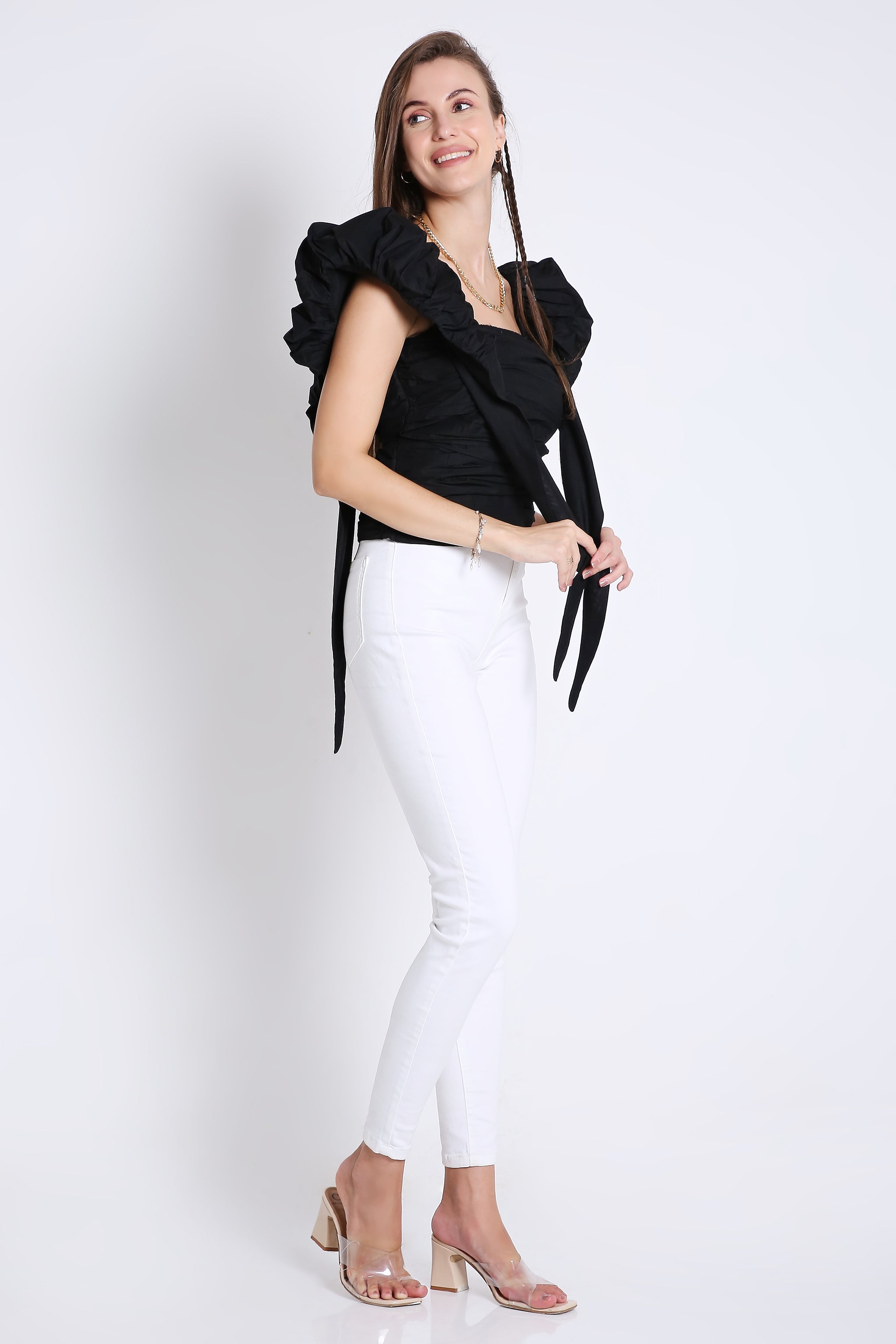 Peasant Top with Puff Sleeve FRENCH THEORY