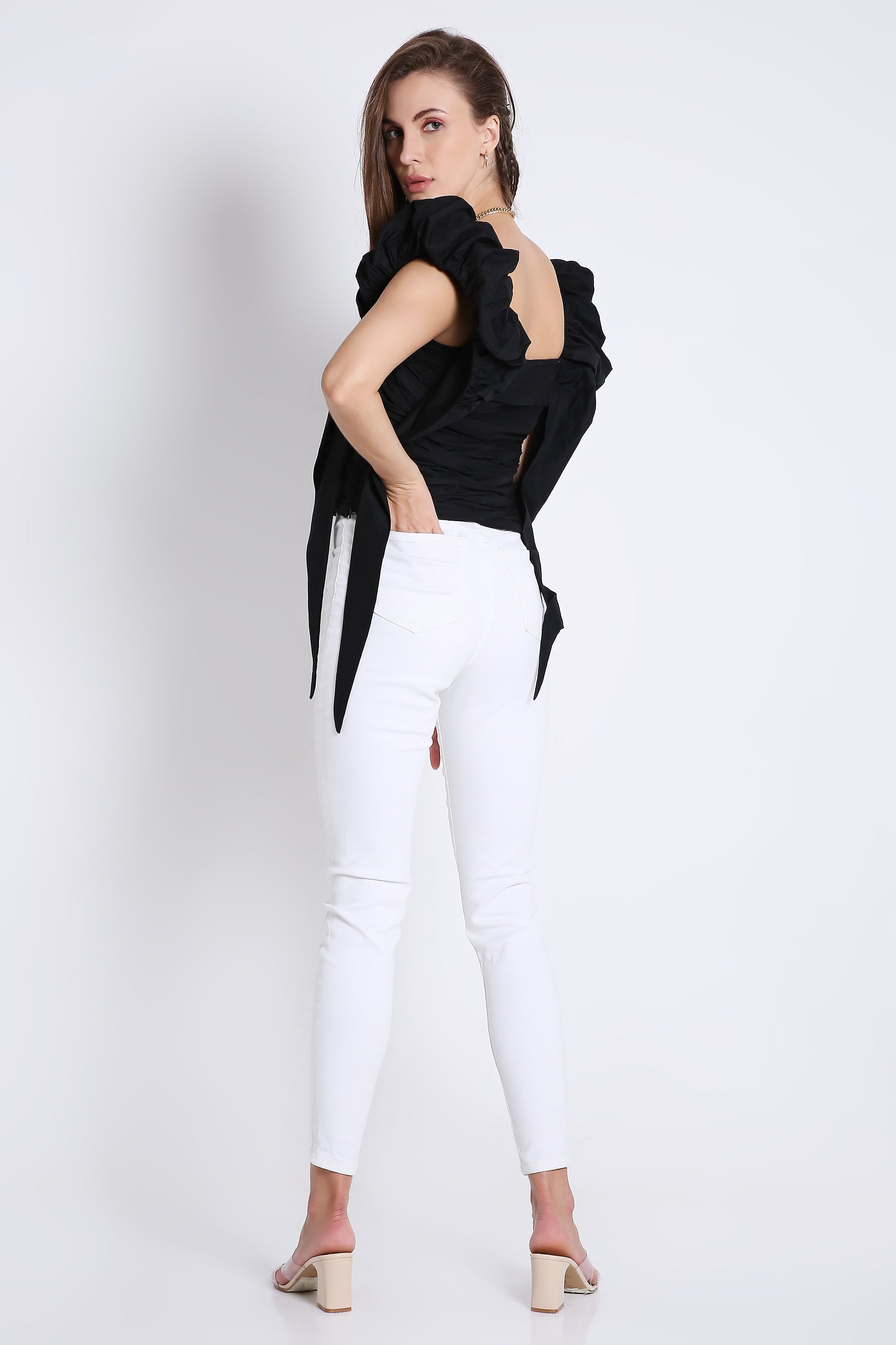 Peasant Top with Puff Sleeve FRENCH THEORY