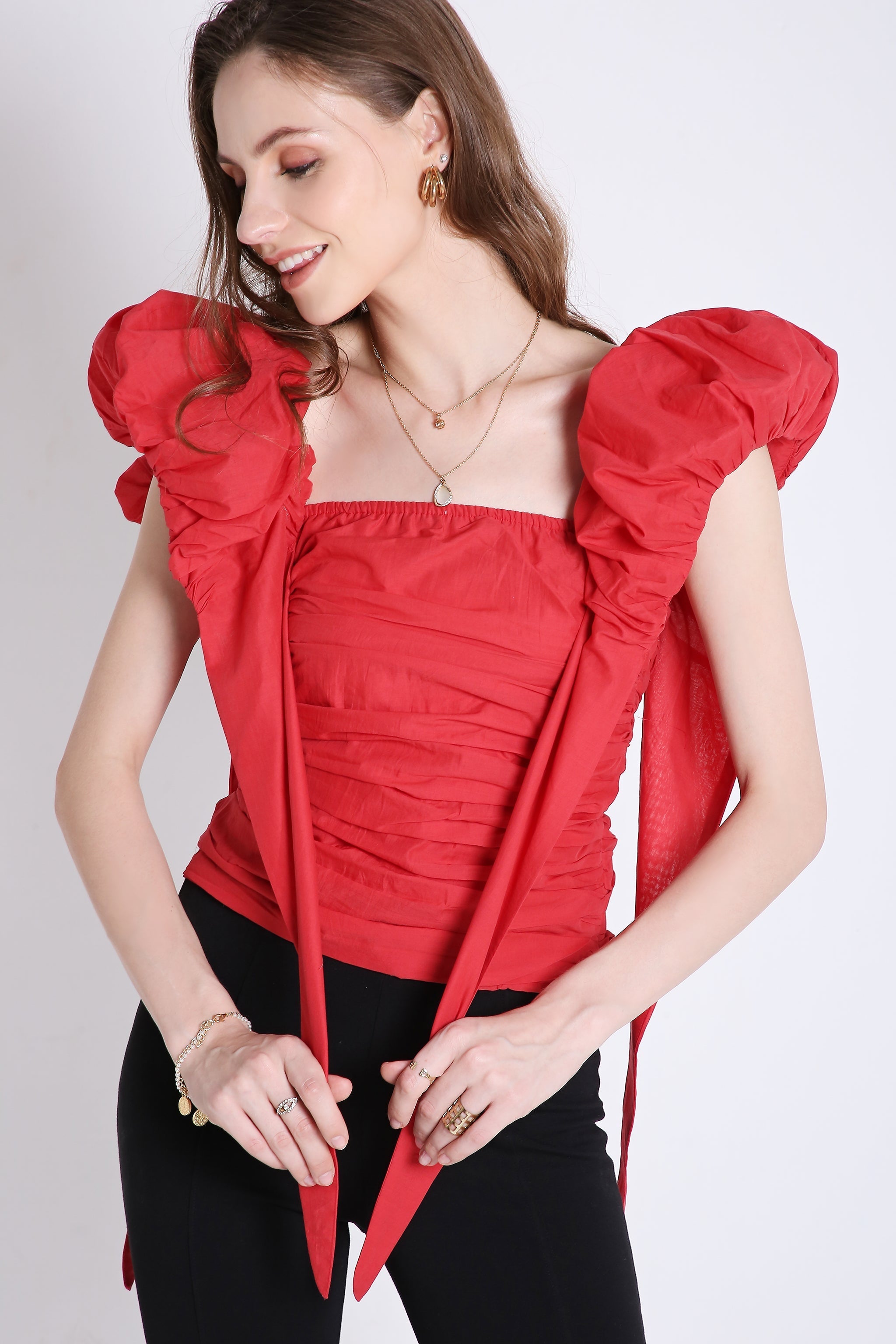 Peasant Top with Puff Sleeve FRENCH THEORY