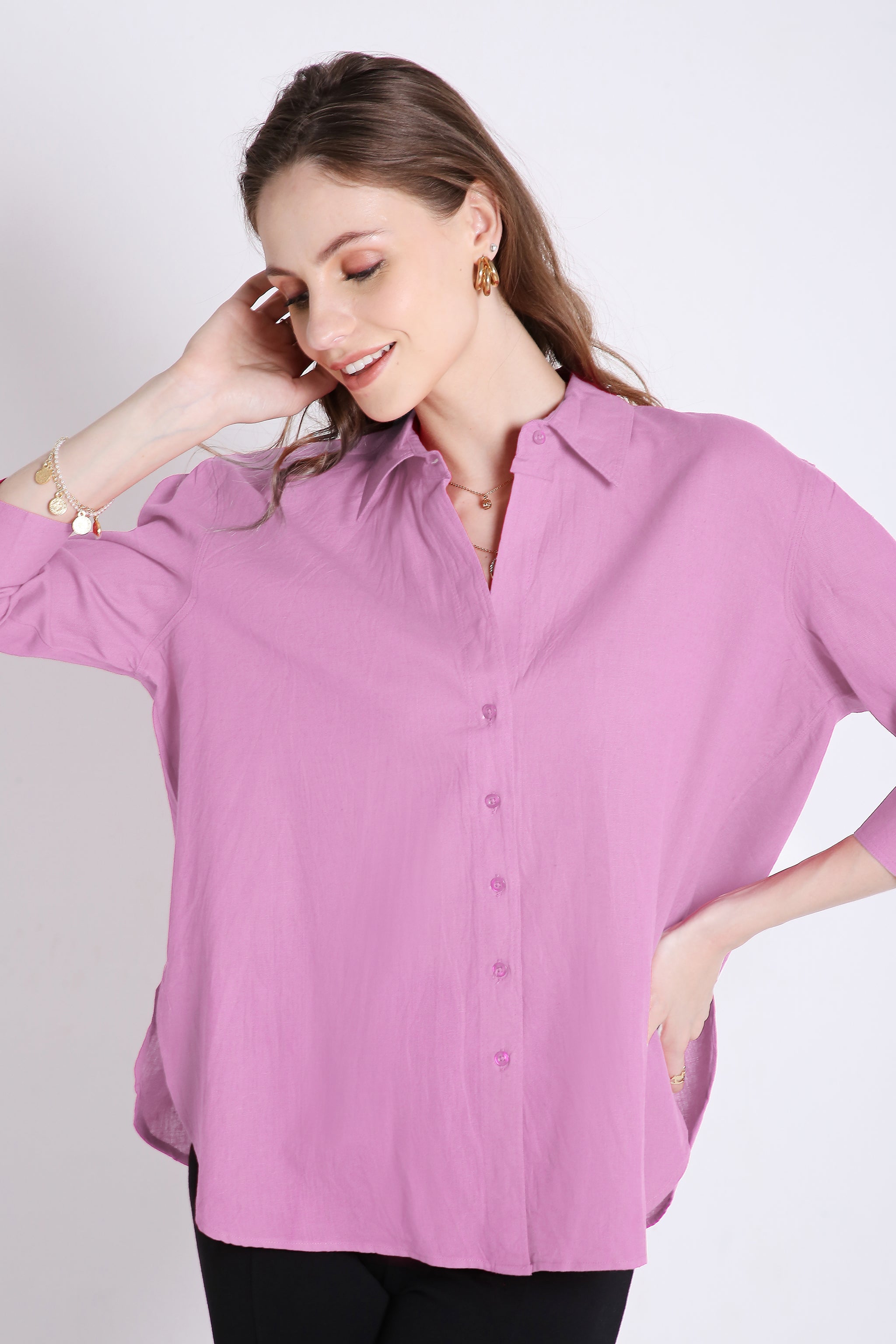 Oversized Lilac Linen Shirt