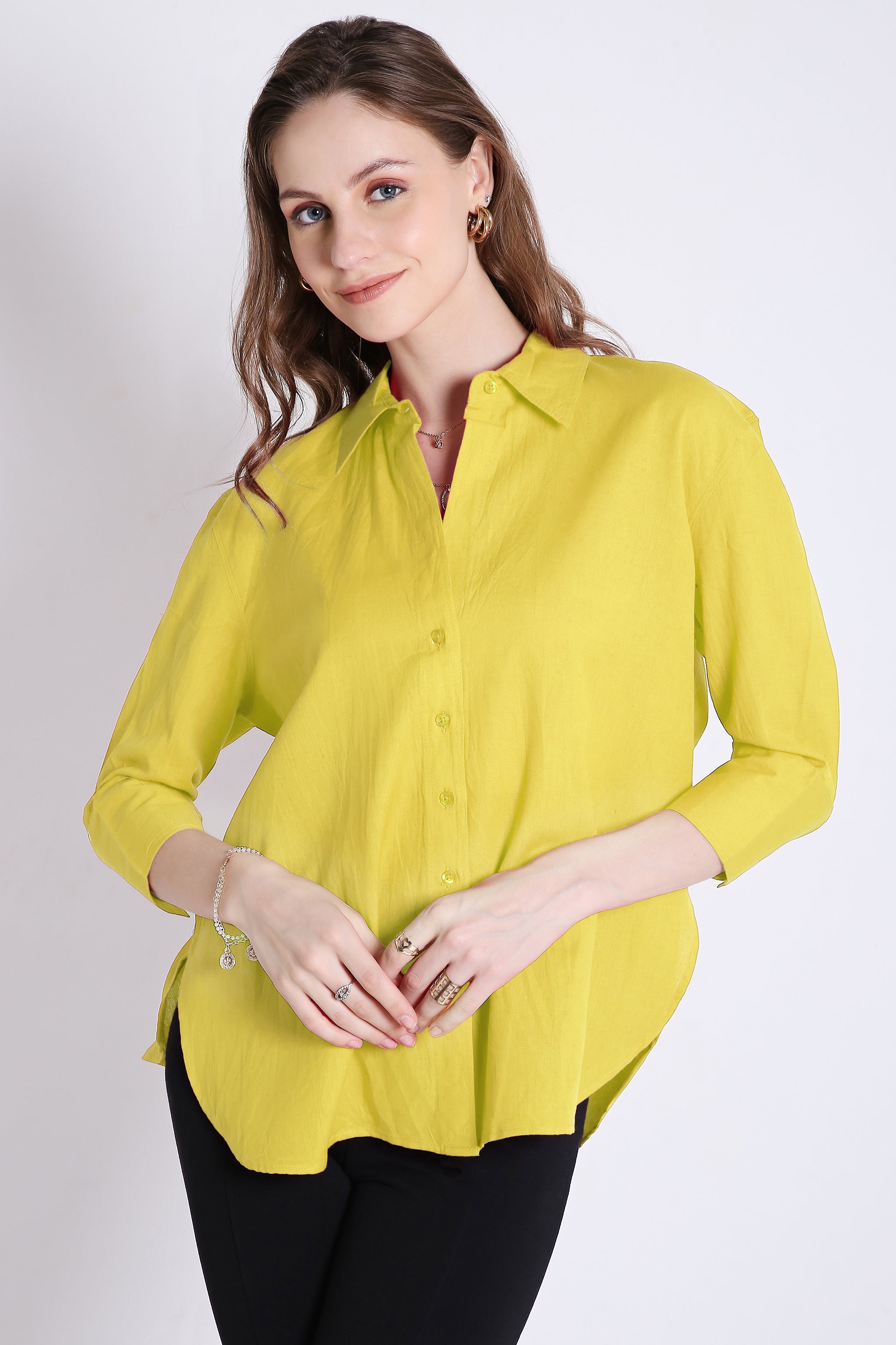 Oversized Yellow Linen Shirt