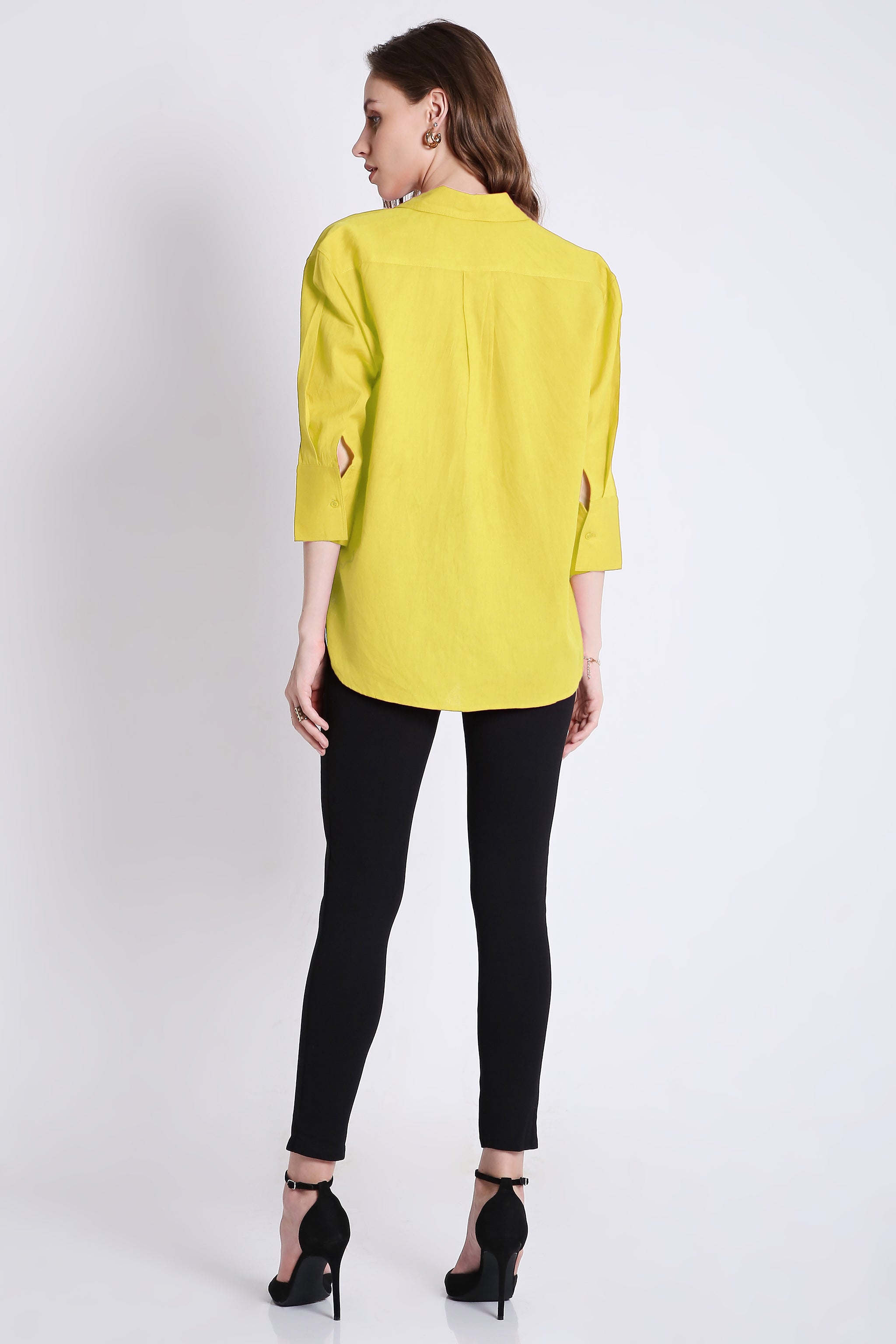 Oversized Yellow Linen Shirt