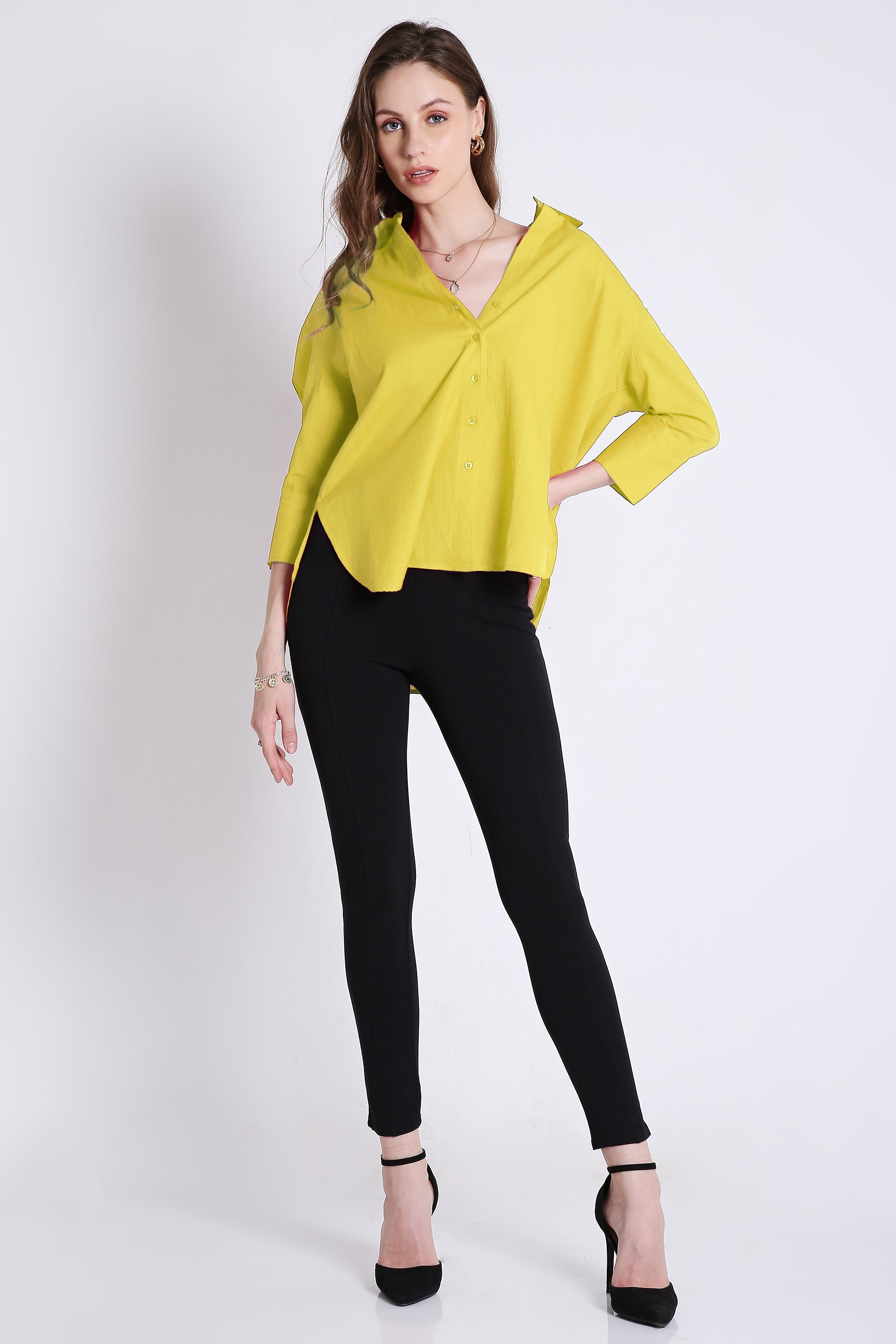 Oversized Yellow Linen Shirt