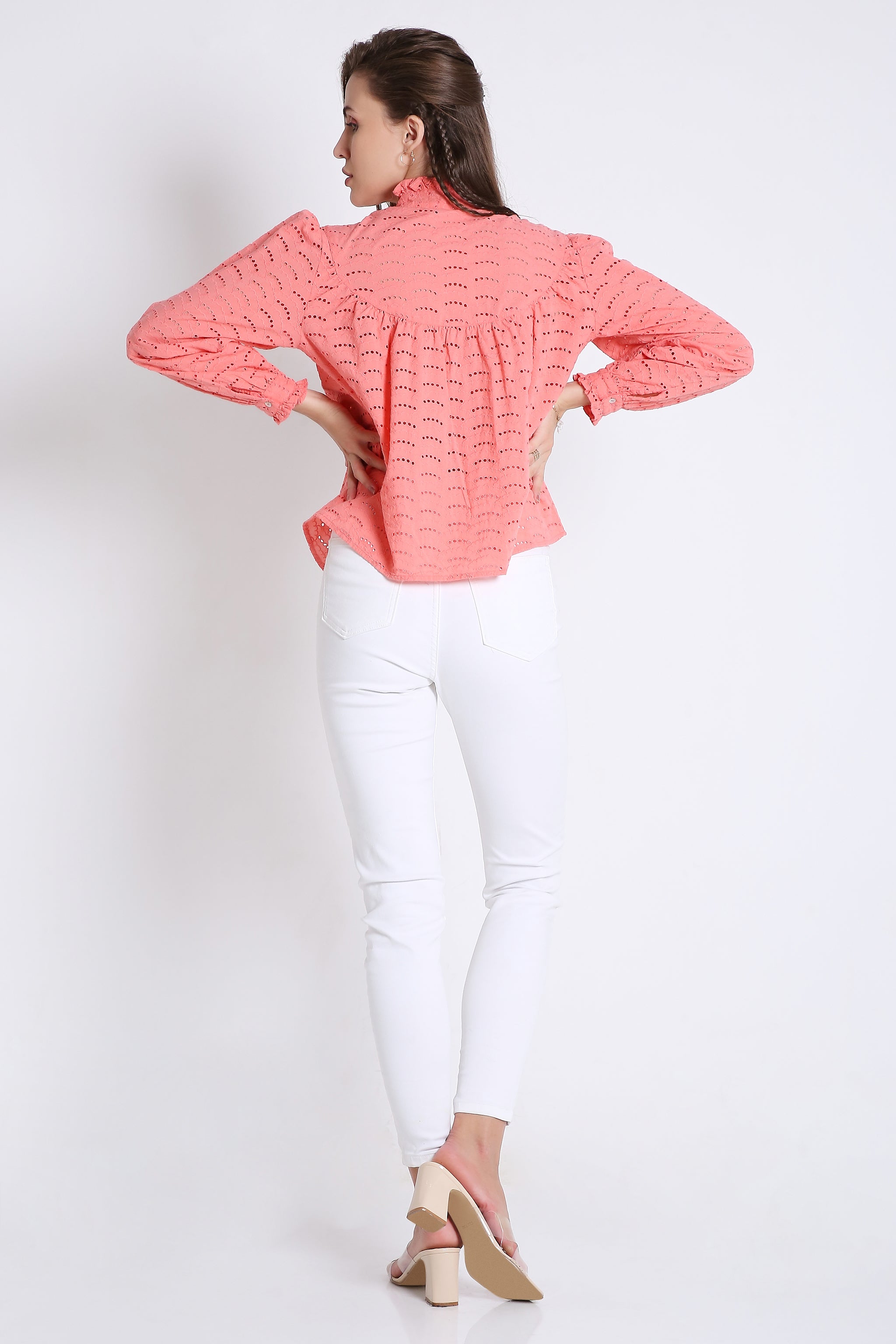 Cotton Long Sleeve Schiffli Embroidered Shirt FRENCH THEORY