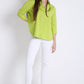 3/4th Sleeve Sublime Green Oversized Linen Blend Shirt
