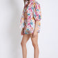 Bikini Top with Puff Sleeve Over Shirt & Shorts Co-Ord Set