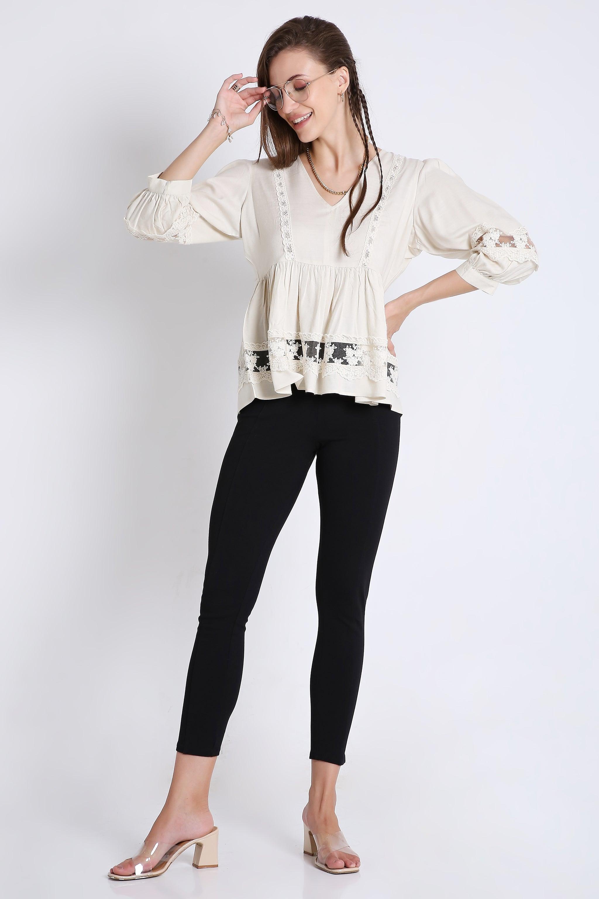Flared Top with Lace Details FRENCH THEORY