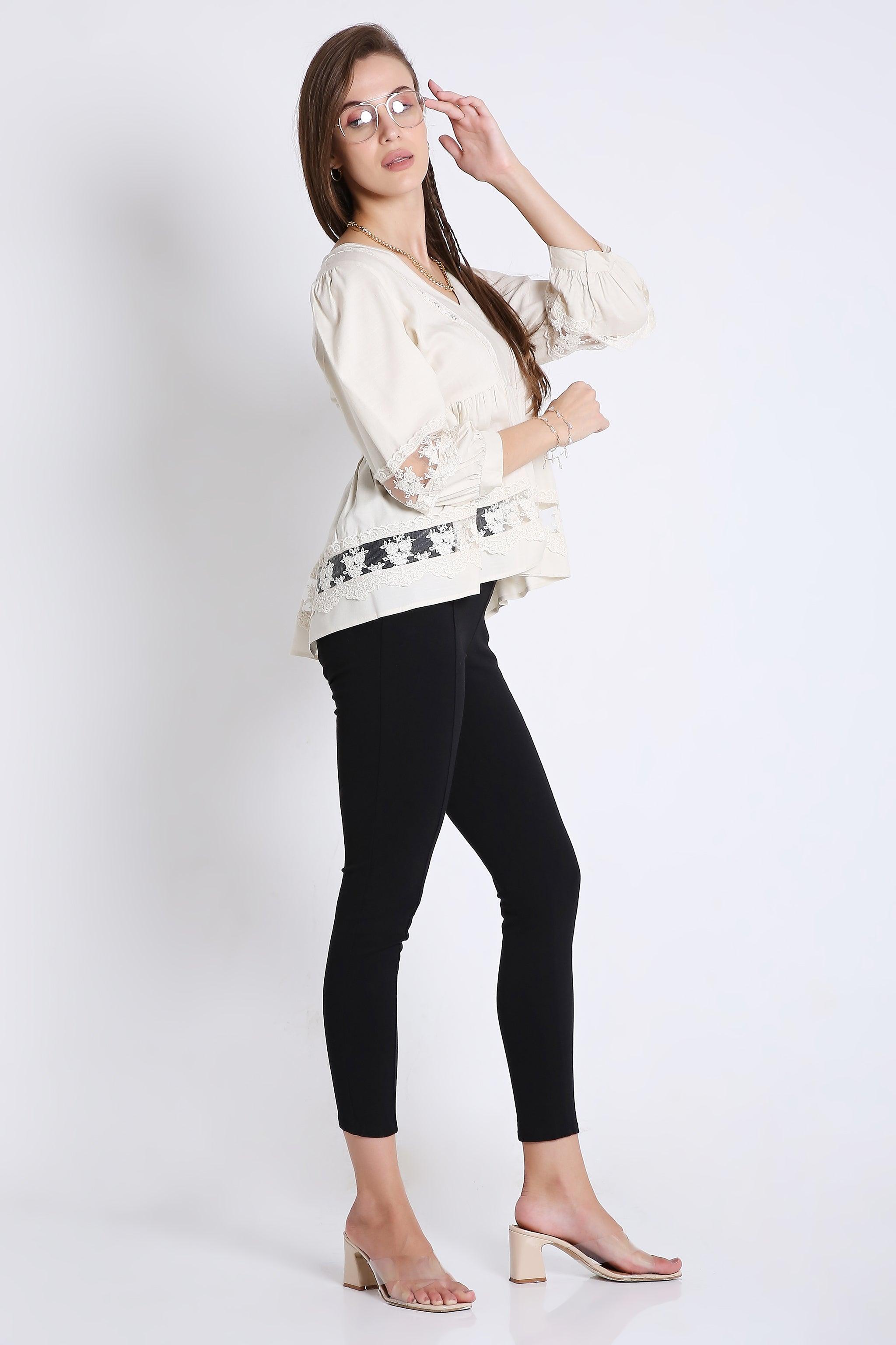 Flared Top with Lace Details FRENCH THEORY