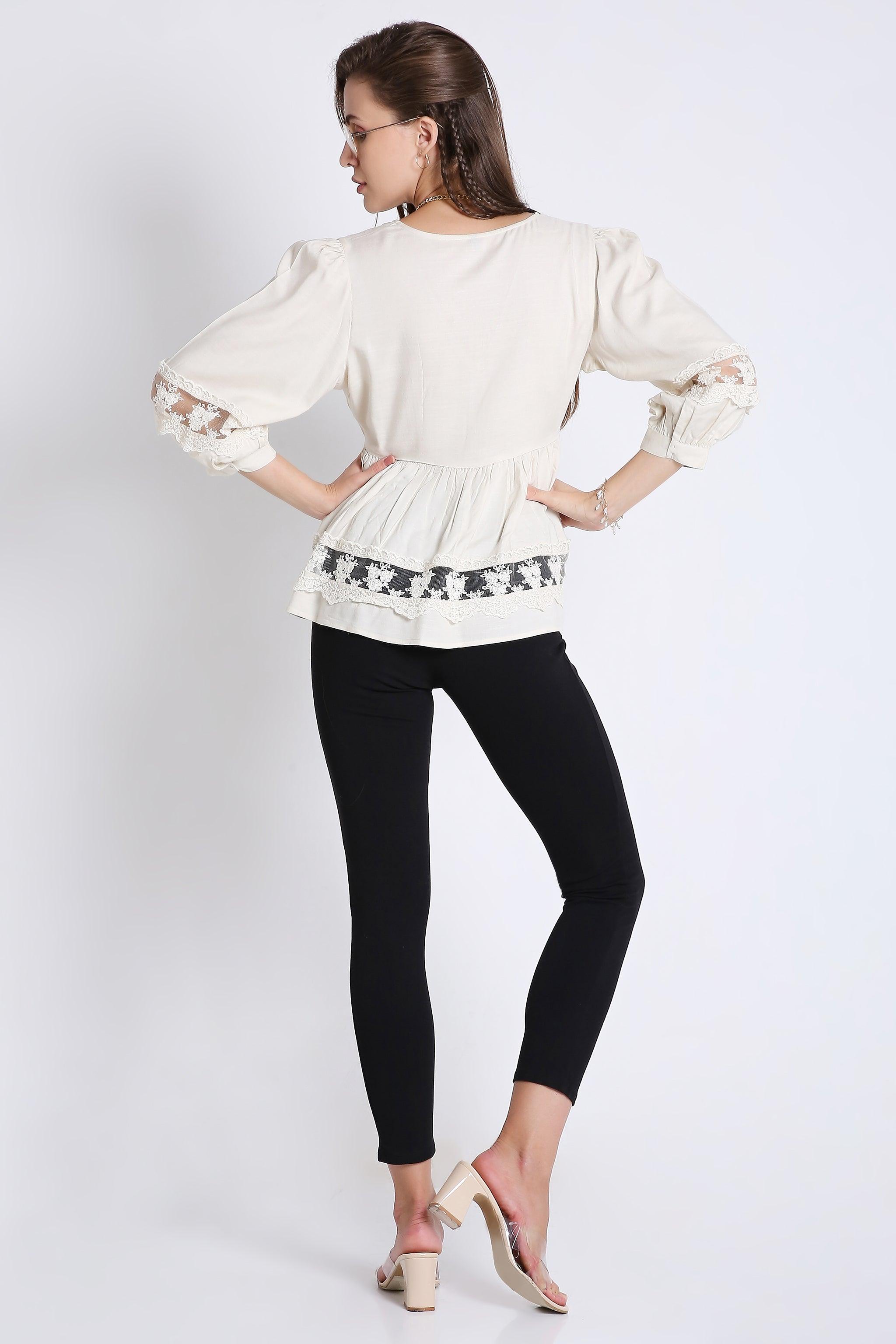 Flared Top with Lace Details FRENCH THEORY