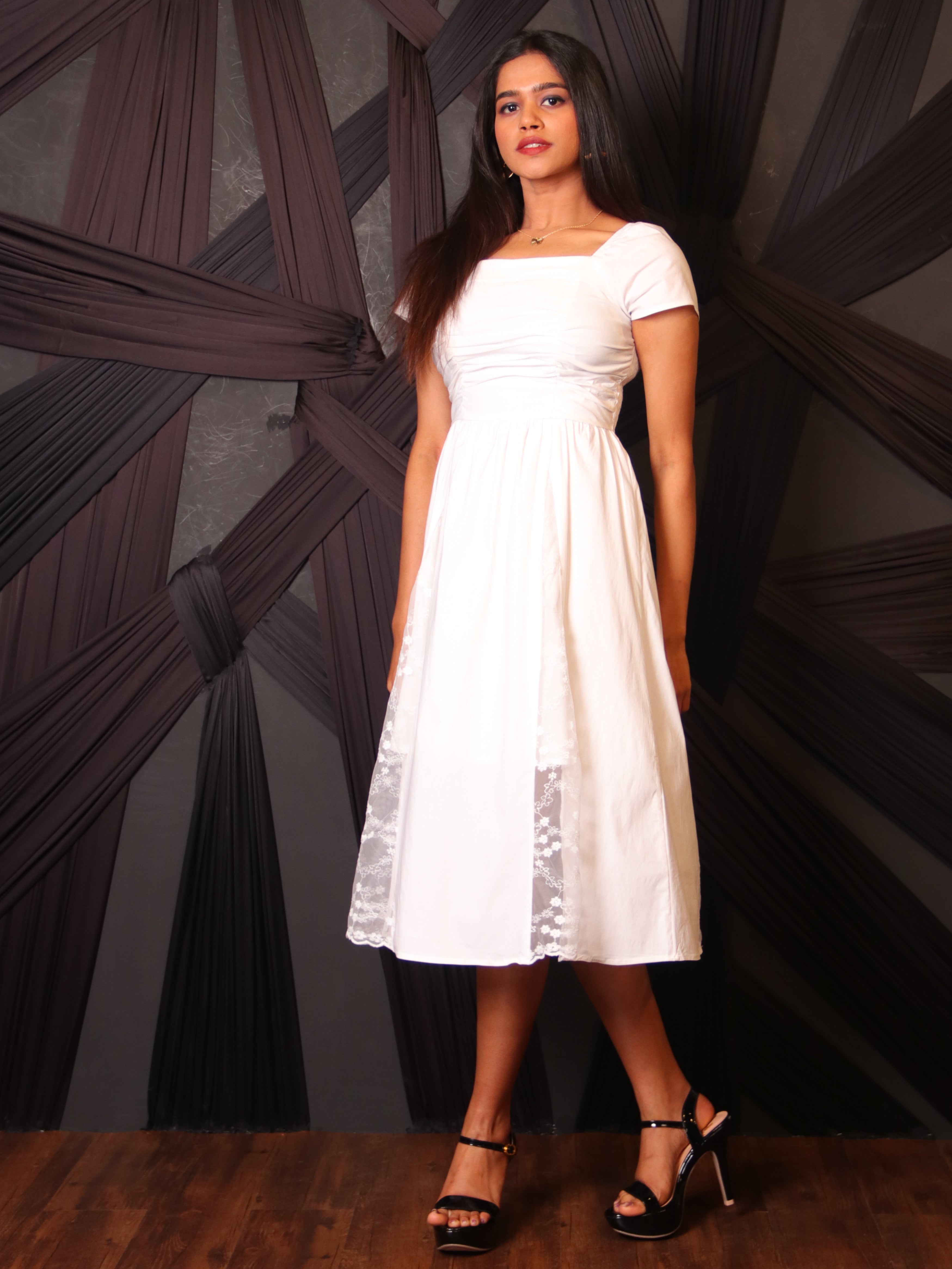 Dreamy White Lace Midi Dress