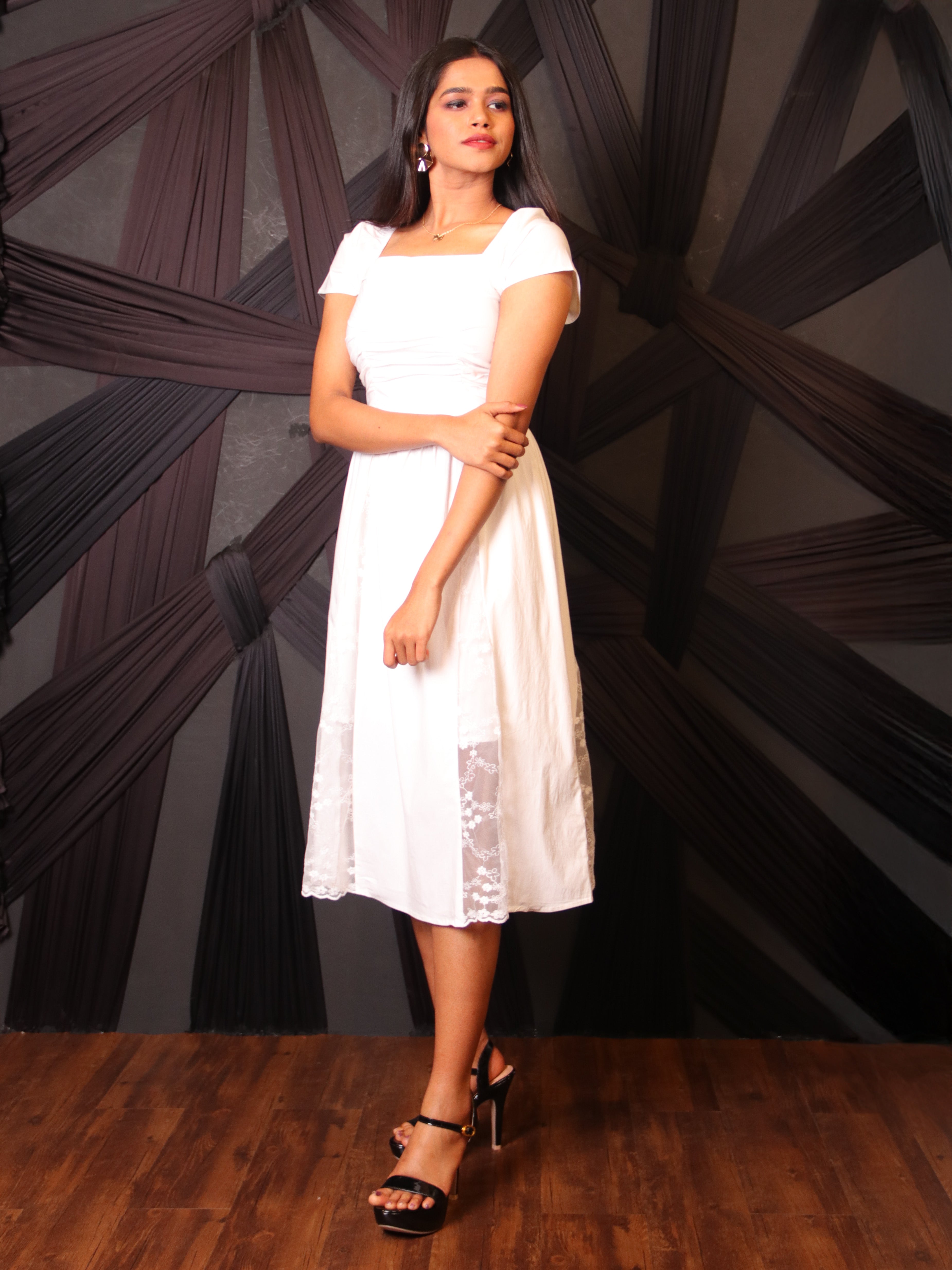 Dreamy White Lace Midi Dress