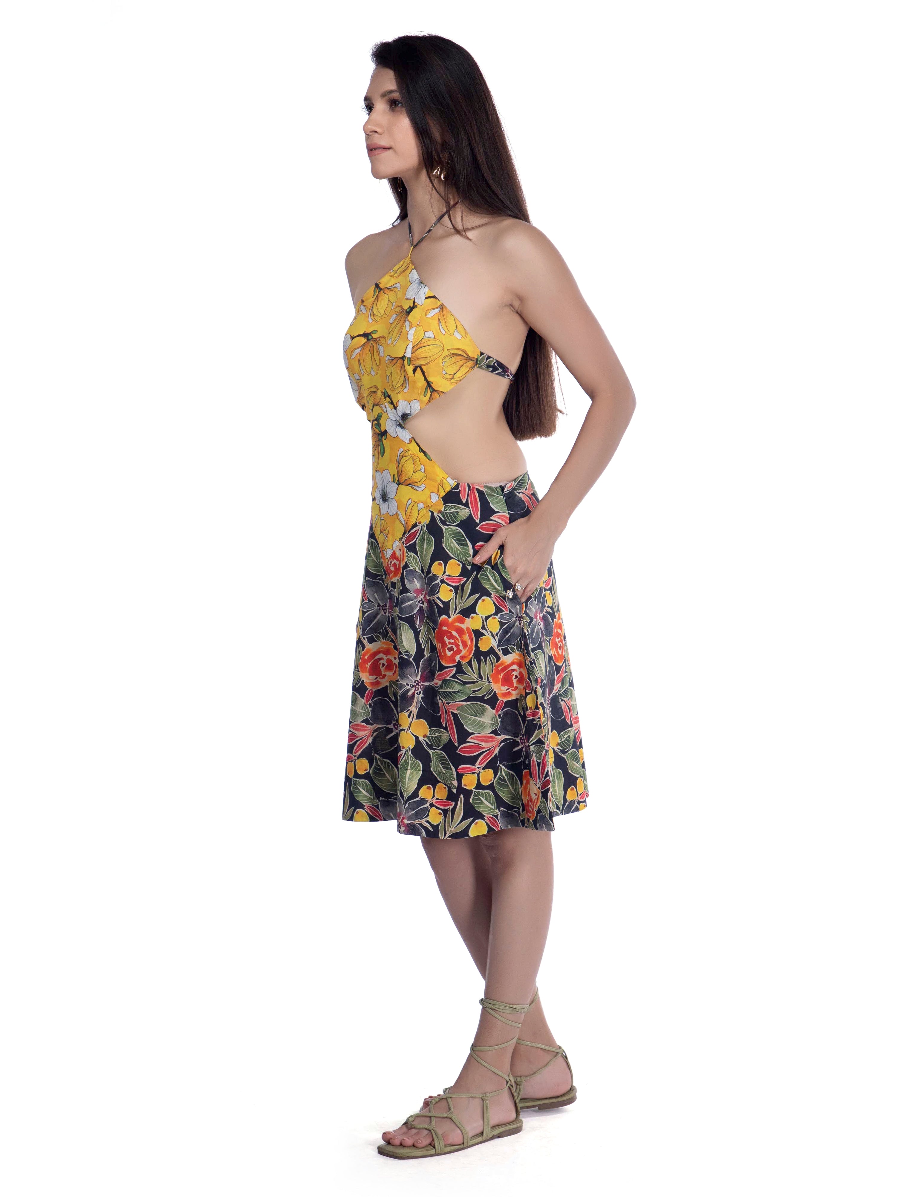 Yellow Printed Cotton Dress