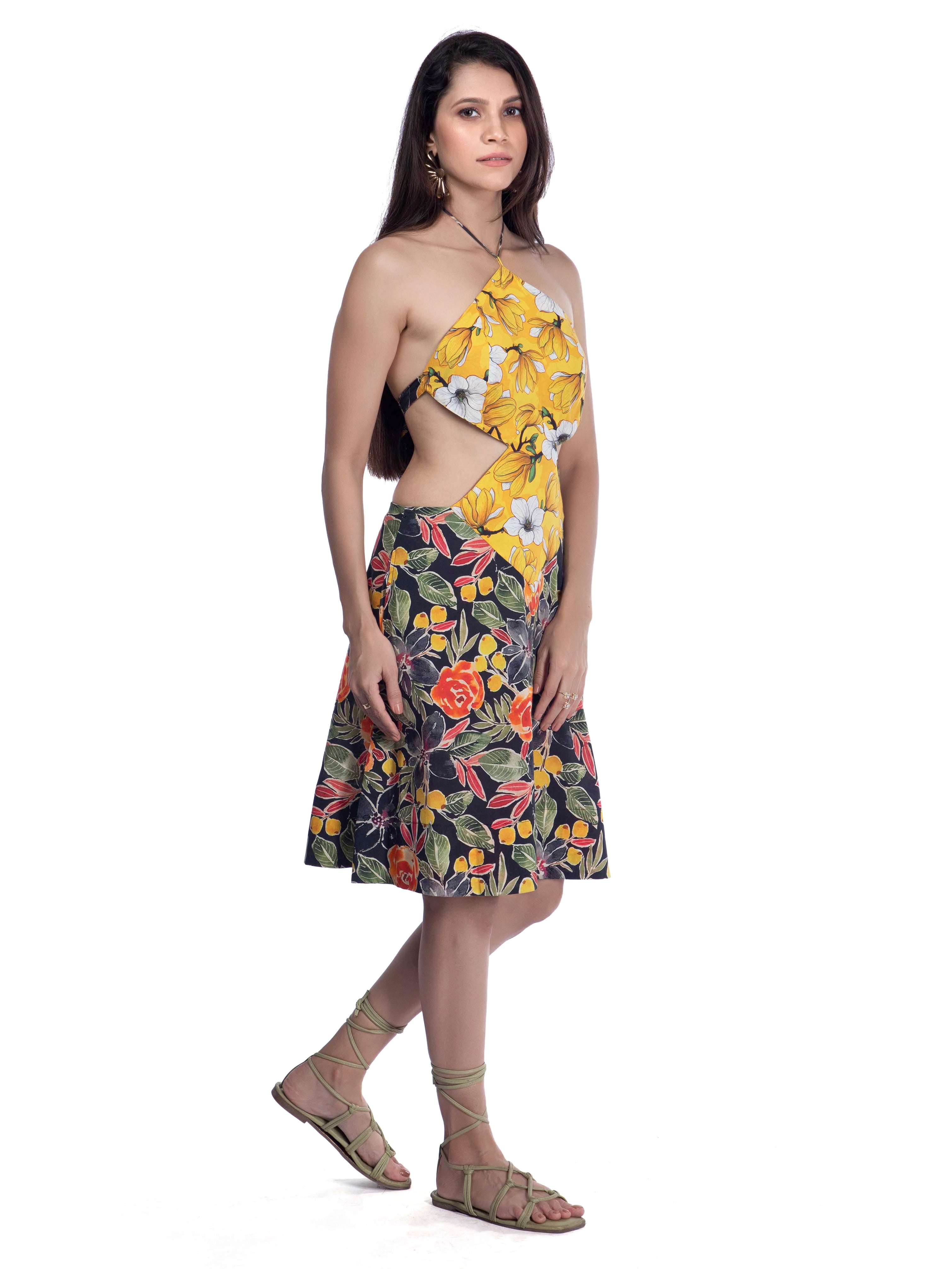 Yellow Printed Cotton Dress