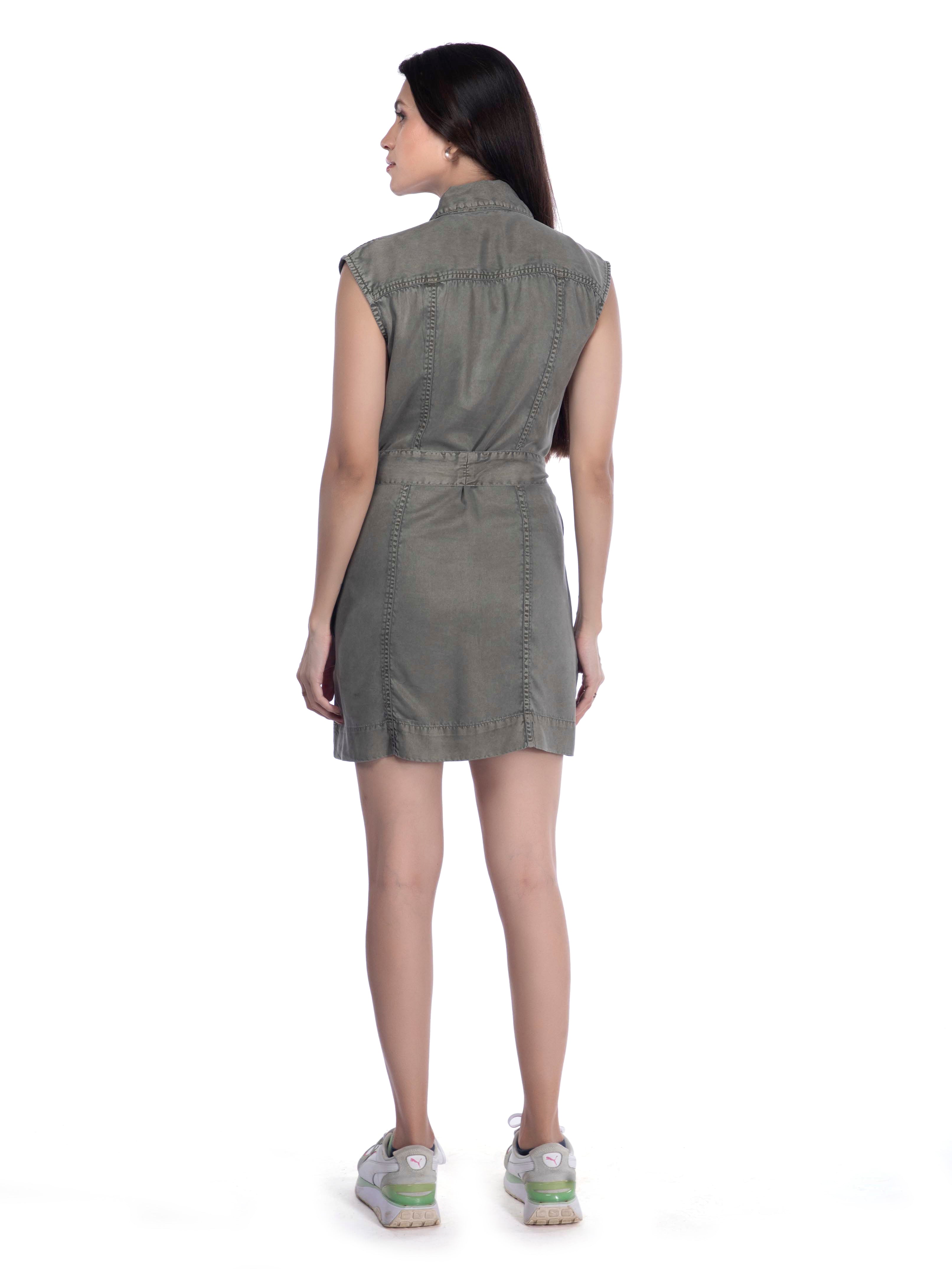 Olive Green Cargo Style Dress