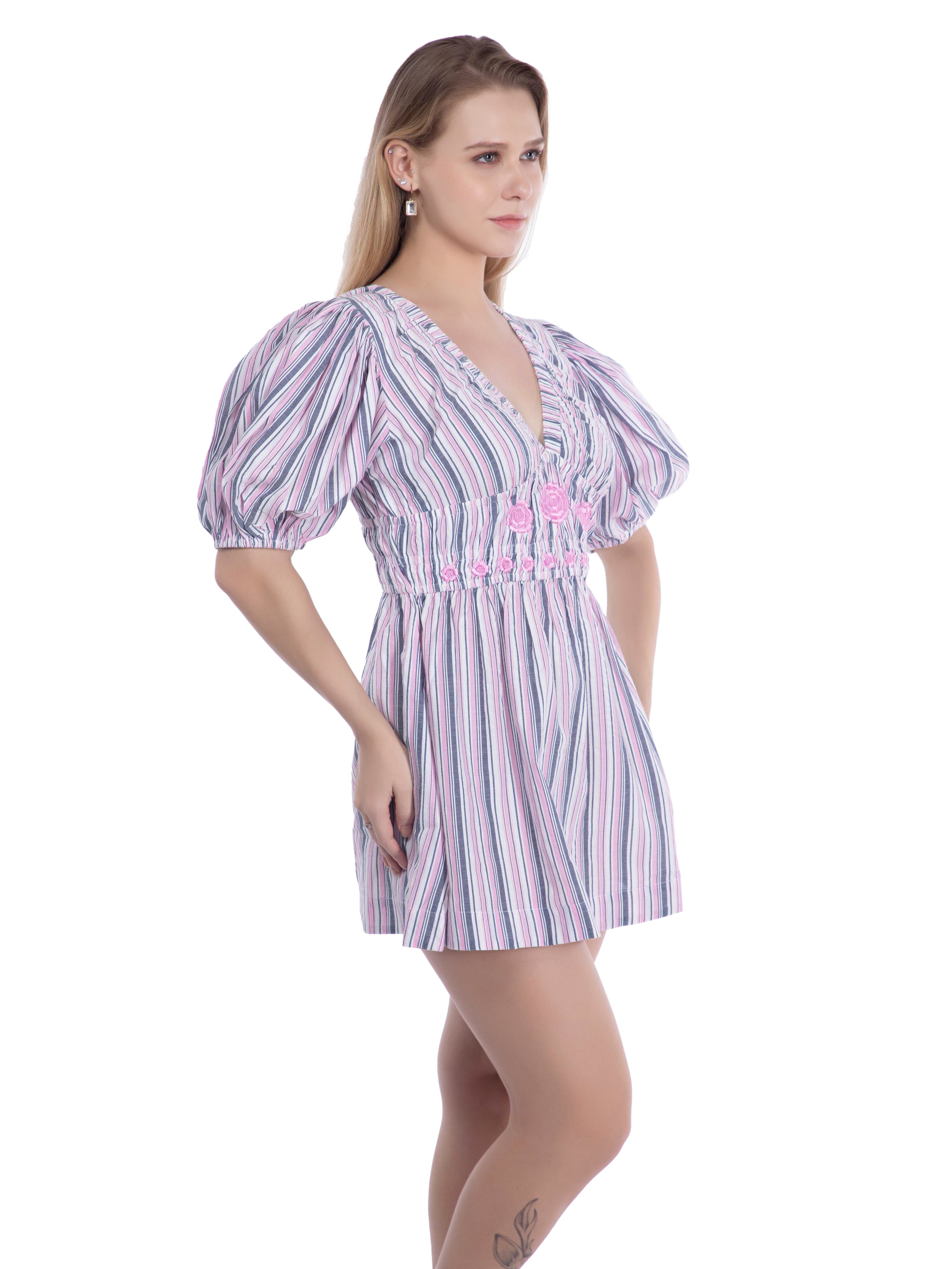 Pink & Gray Fit & Flare Dress FRENCH THEORY