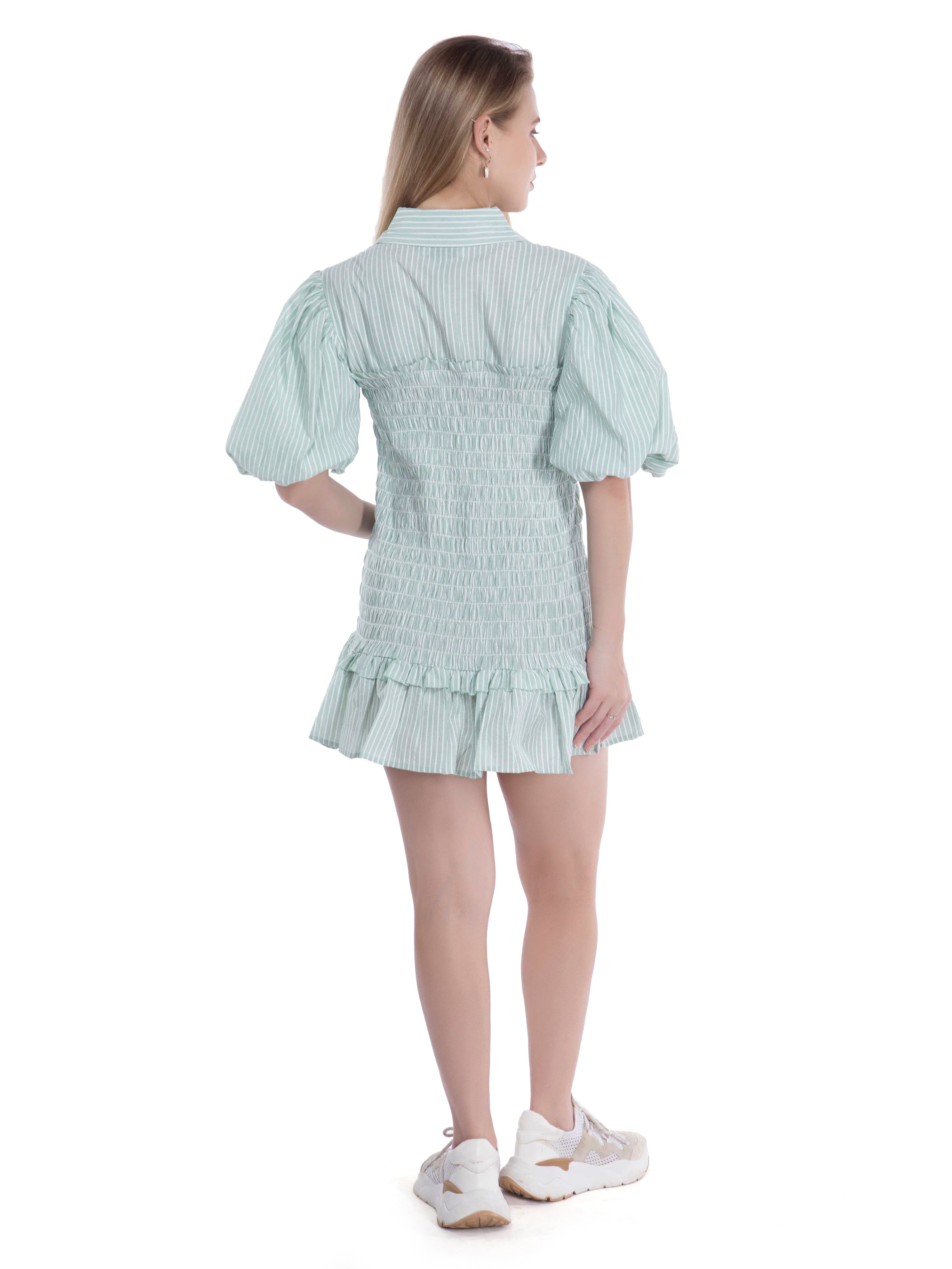 Blue Cotton One-Piece Dress