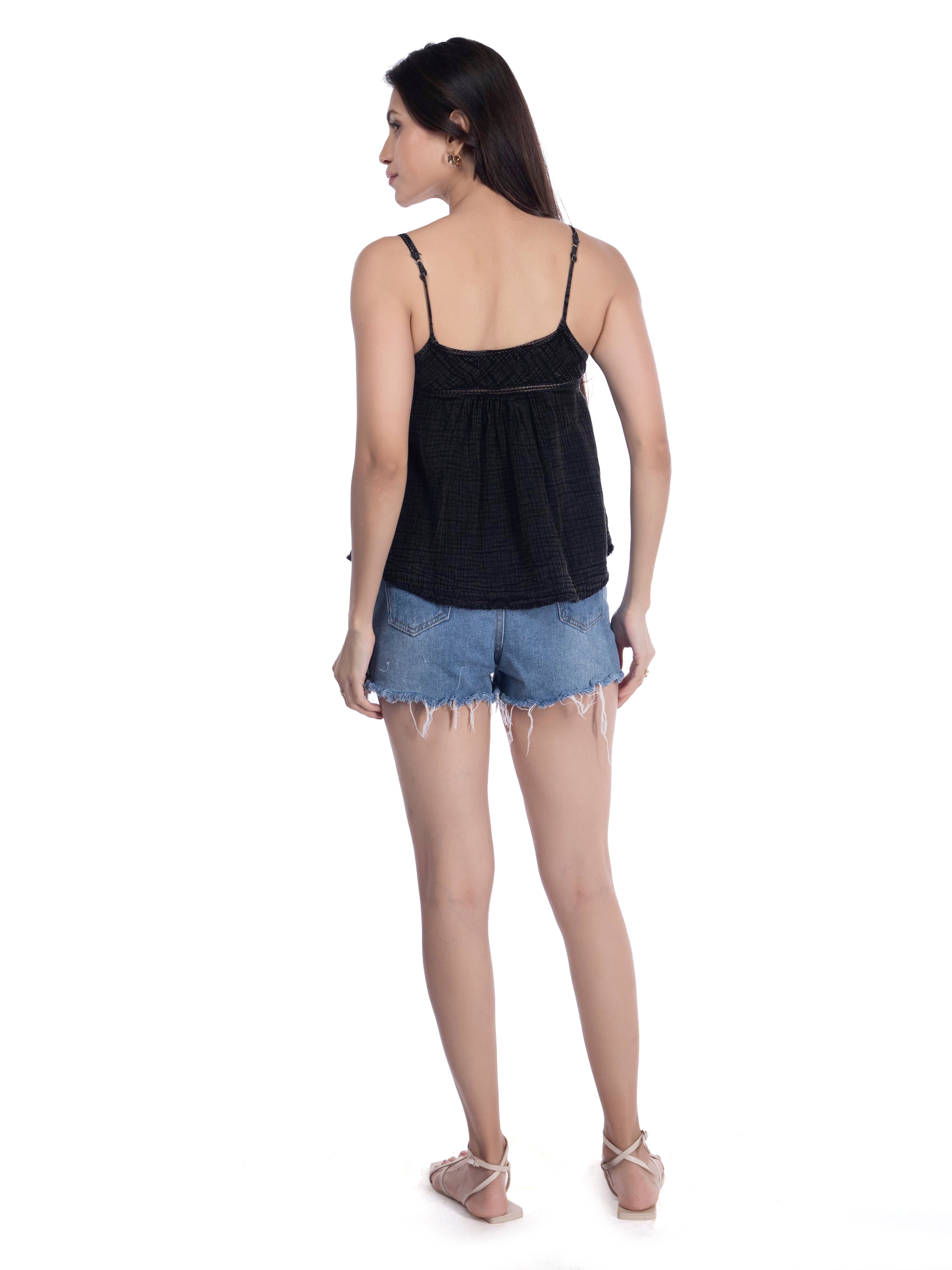 Black Boho Chic Cotton Top