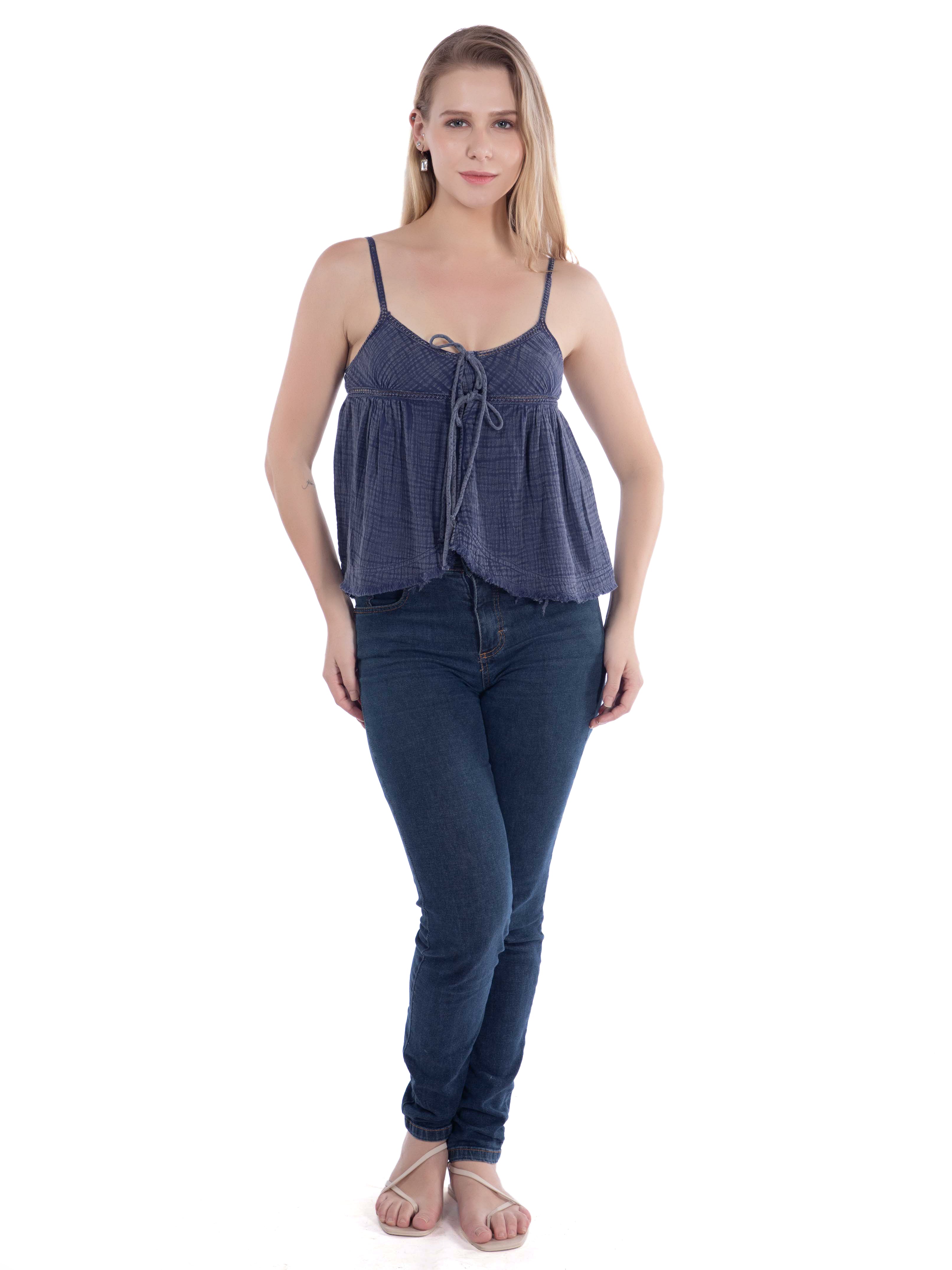 Blue Boho Chic Cotton Top