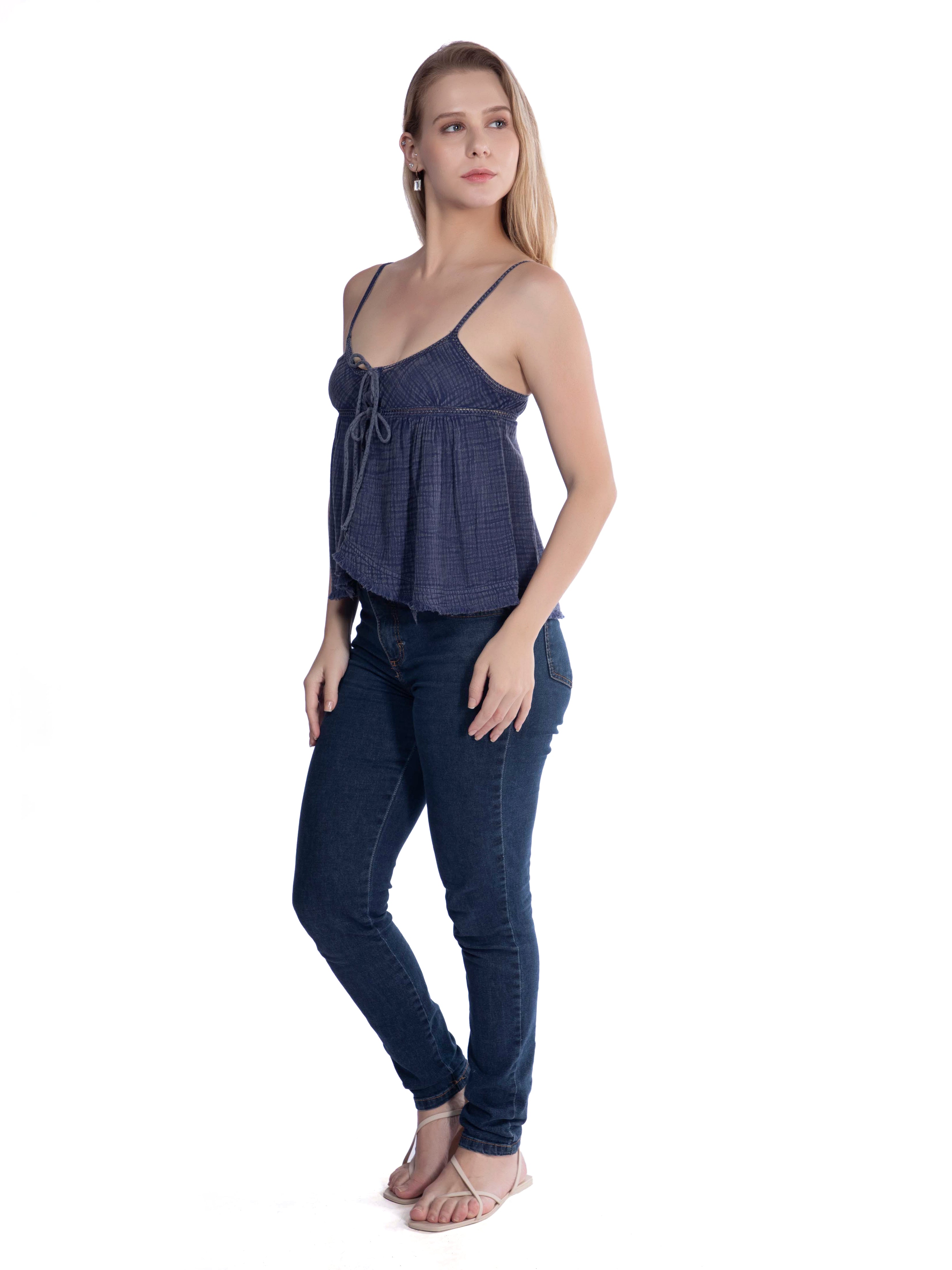 Blue Boho Chic Cotton Top